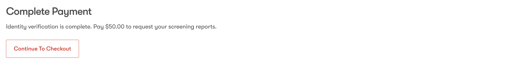 verification complete continue to payment box