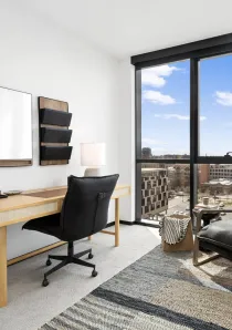 bedroom of short term apartment rental in downtown Chicago