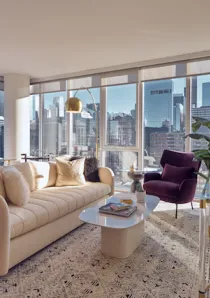 living room of luxury apartment for rent in River North, Chicago