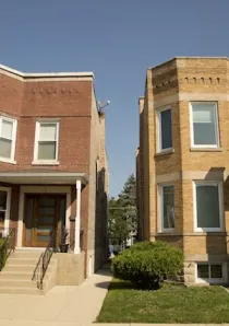classic brick two-flat apartment buildings in Chicago