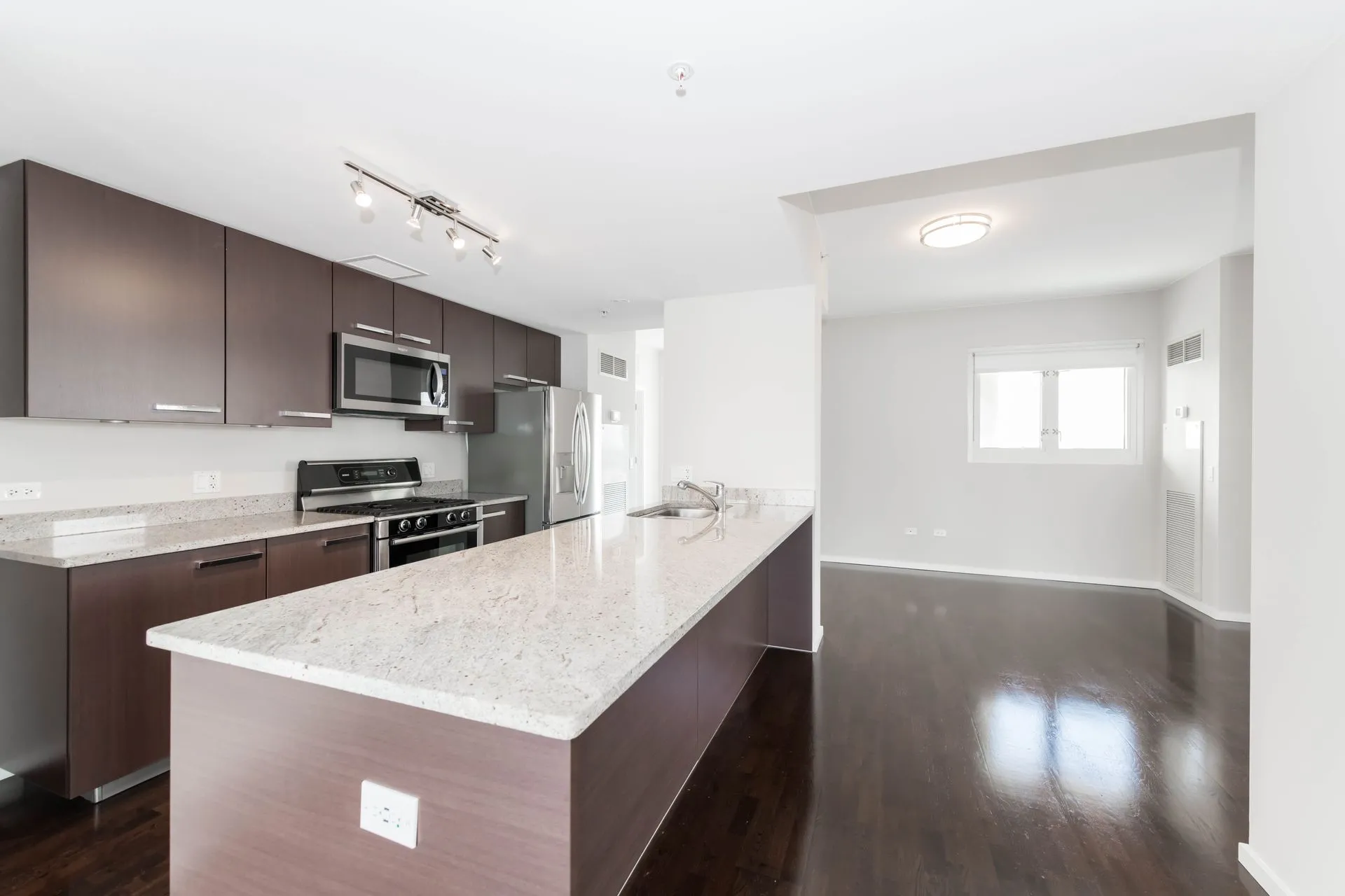 model kitchen apartment at 24 South Morgan Apartments