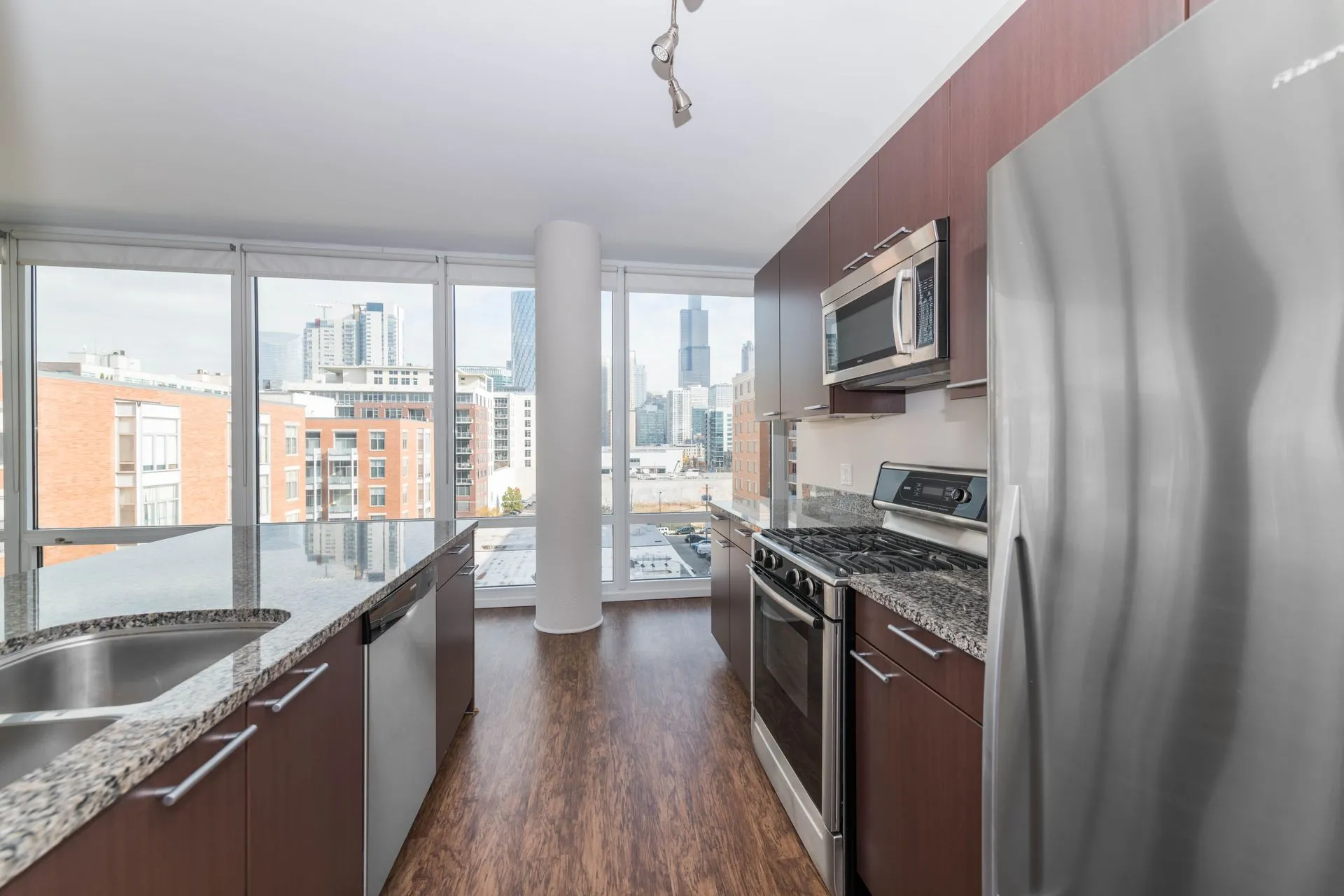 model kitchen apartment at 24 South Morgan Apartments