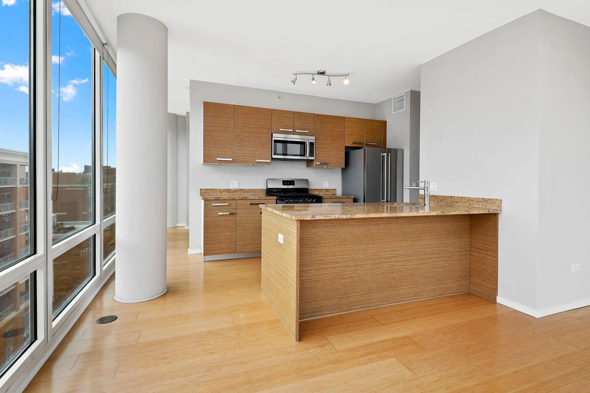model kitchen apartment at 24 South Morgan Apartments