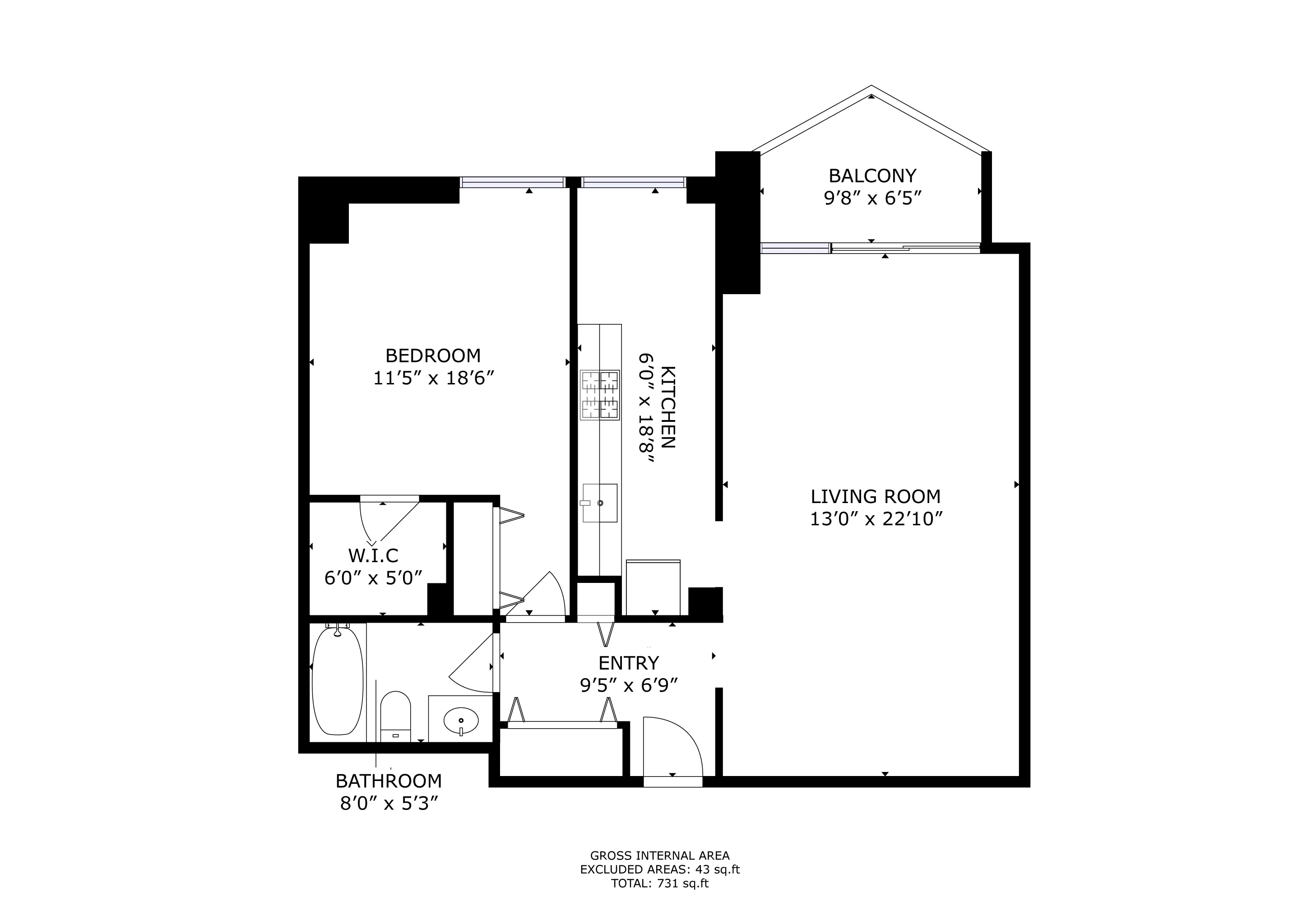 1120 N LaSalle, Two Bedroom Living Room