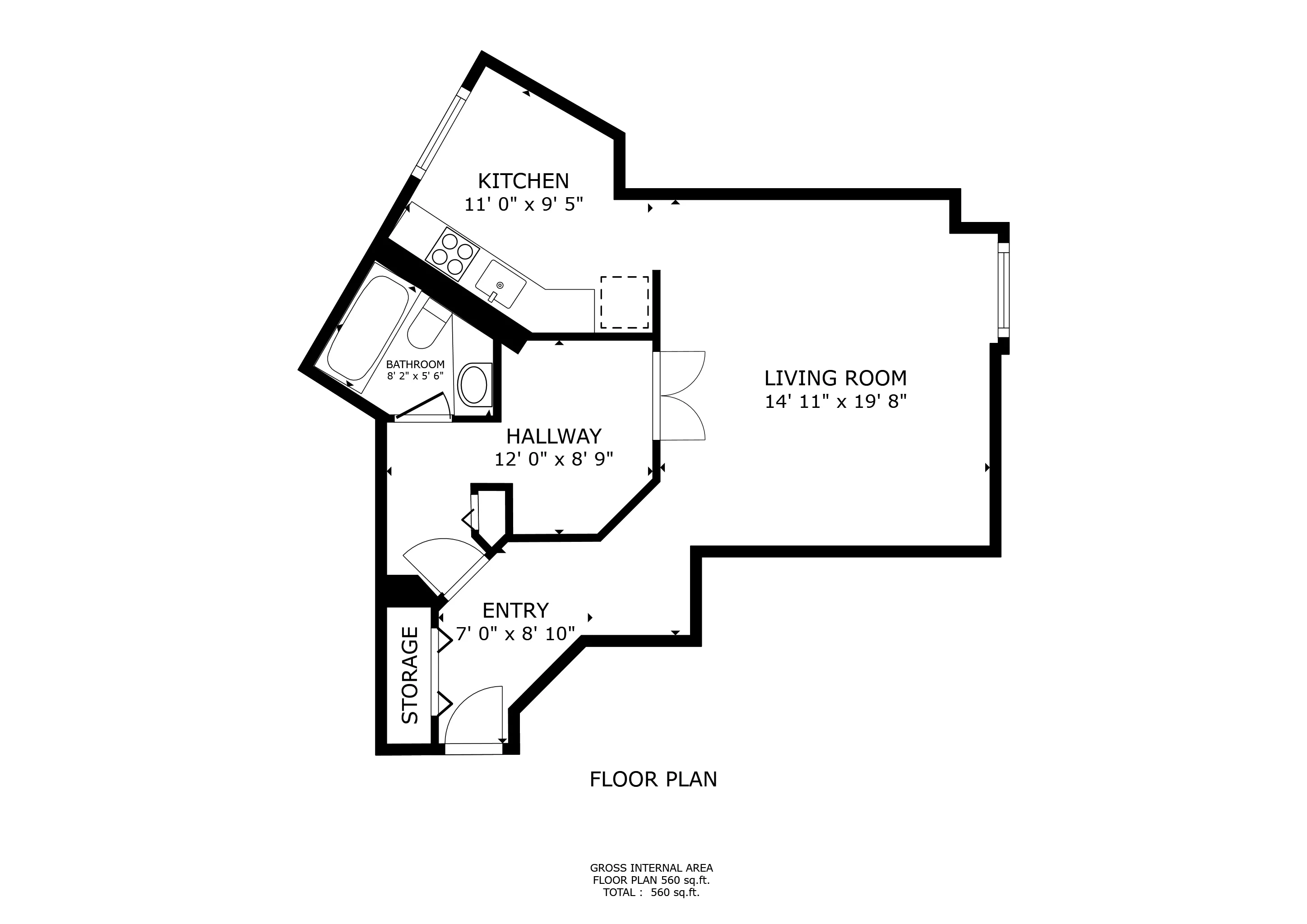 Studio, Kitchen at 1120 North LaSalle Apartments in River North, Chciago