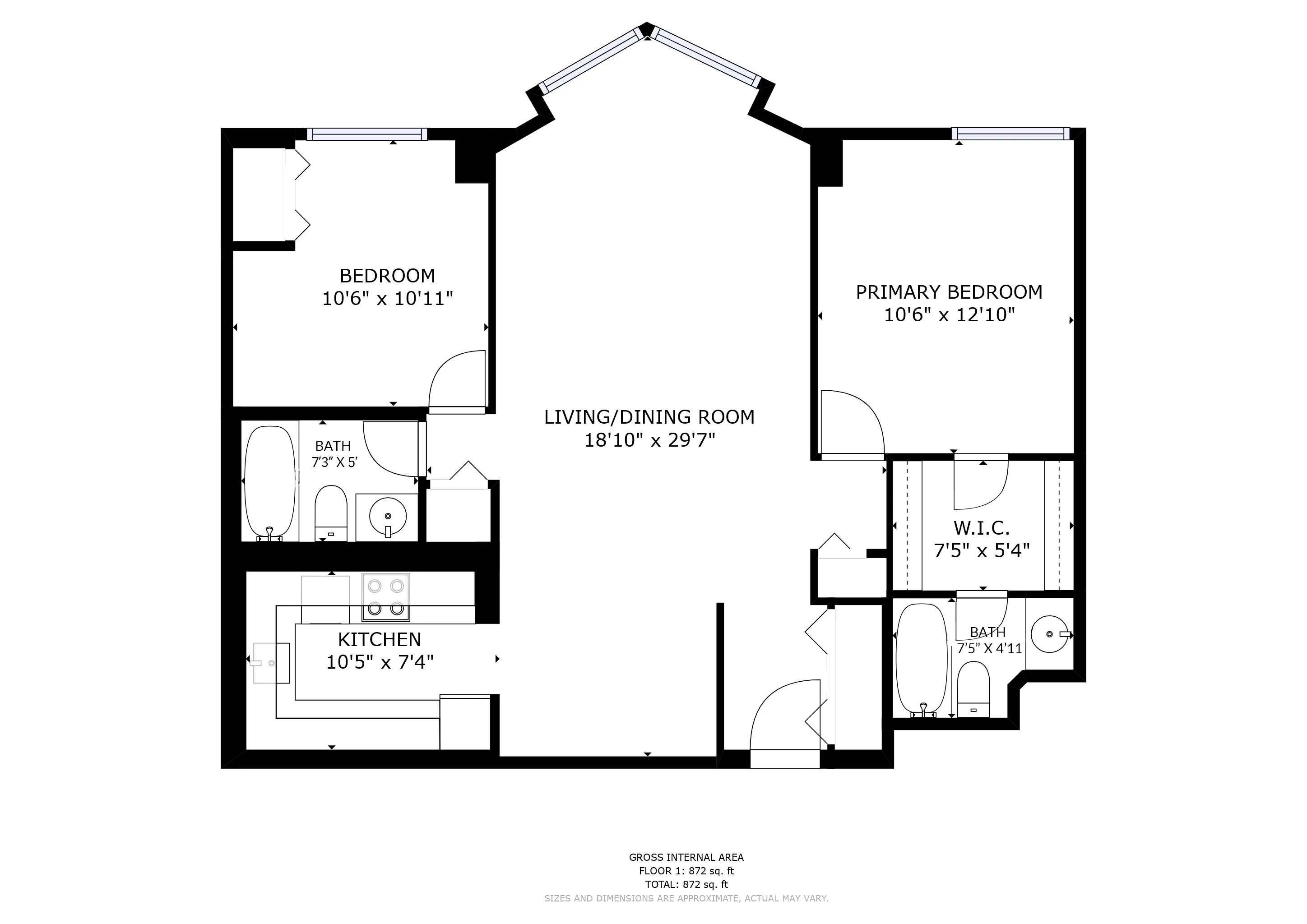 Two Bedroom, Bedroom at 1120 North LaSalle Apartments in River North