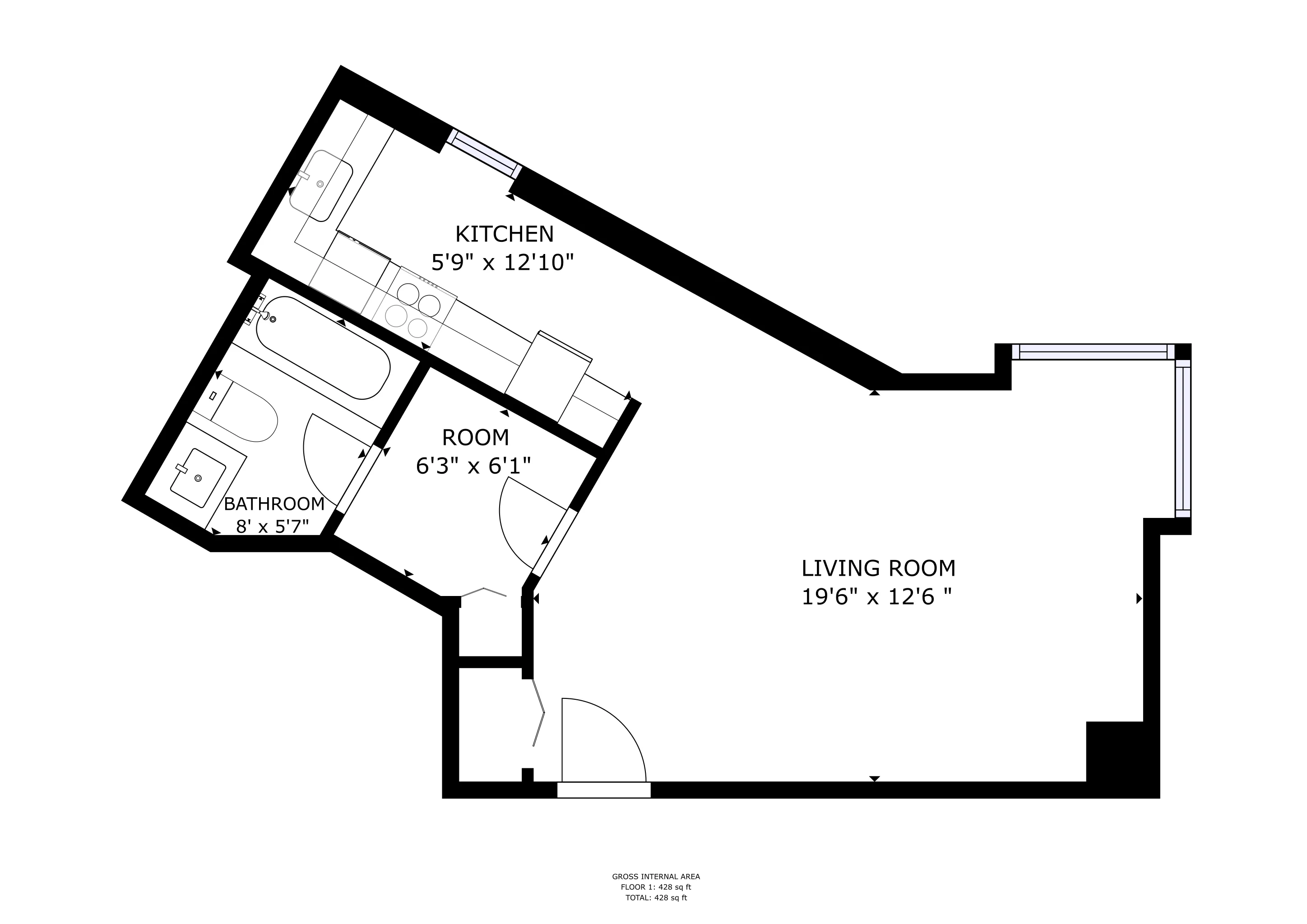 Studio at 1120 North LaSalle Apartments in River North, Chciago