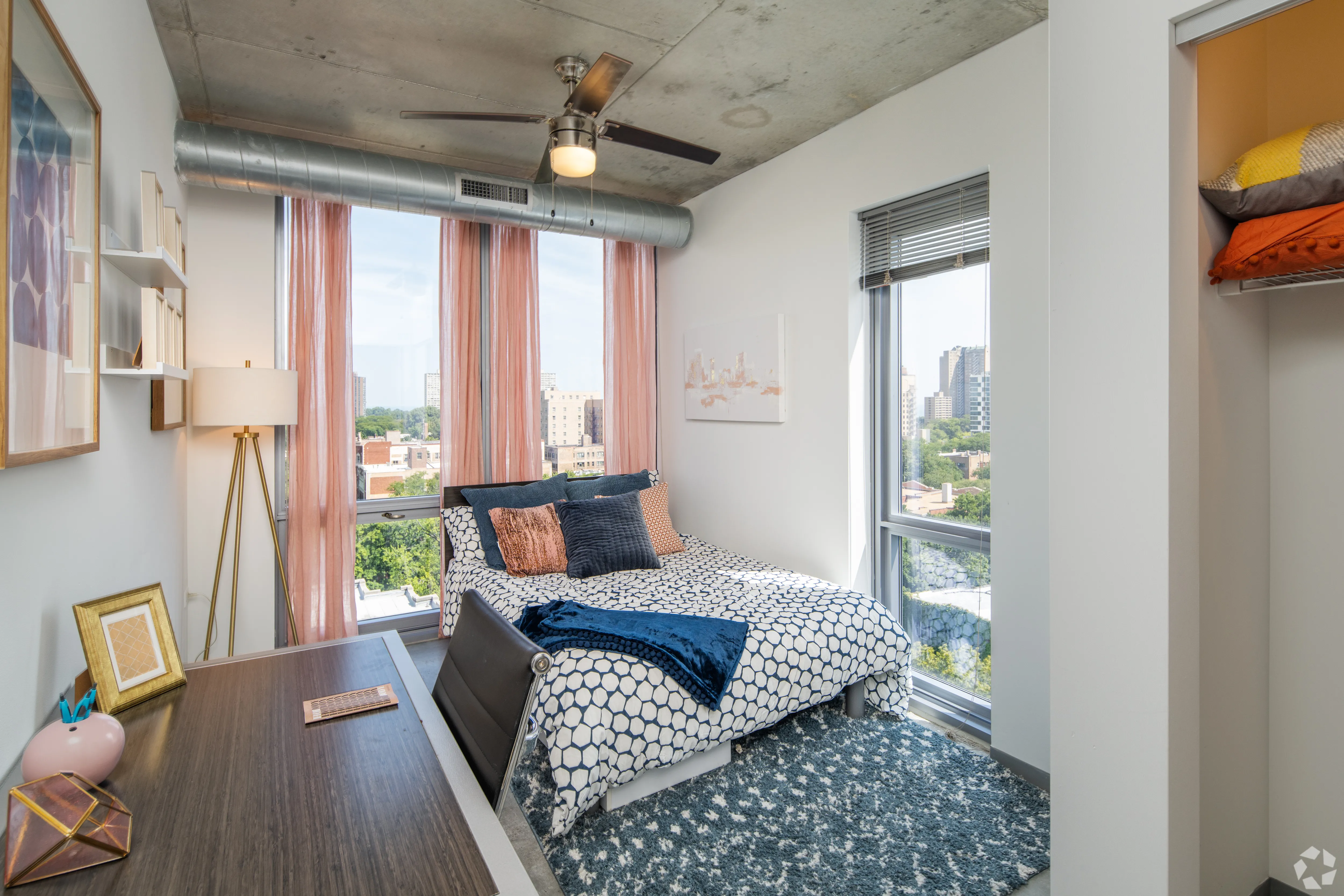 living room rendering at Vue53 Apartments  in Hyde Park Chicago