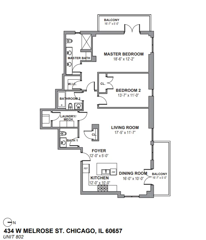 master bathroom at Melrose On The Lake Apartments in Lakeview Chicago