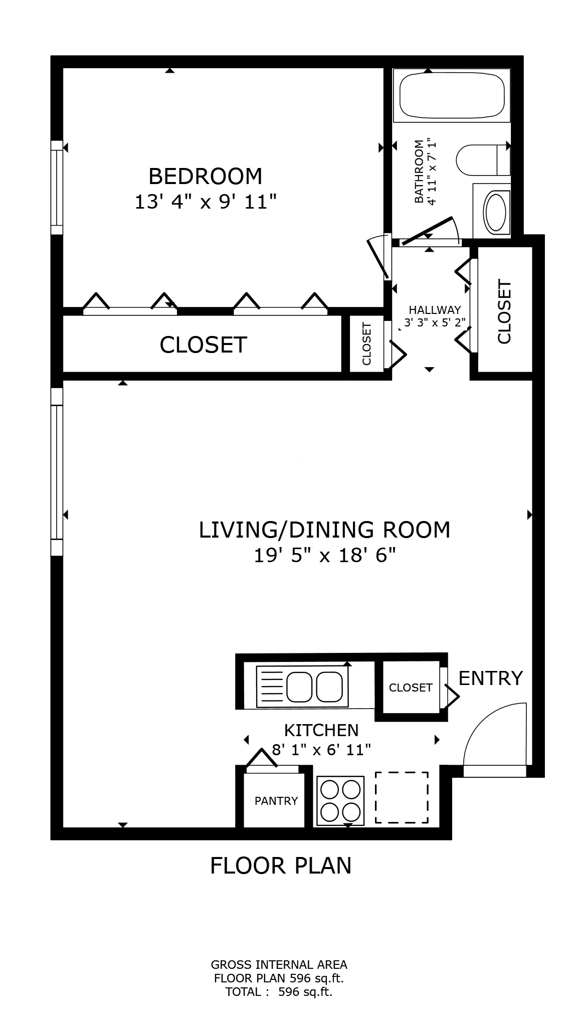 2630 N Hampden, Studio Apartment Kitchen