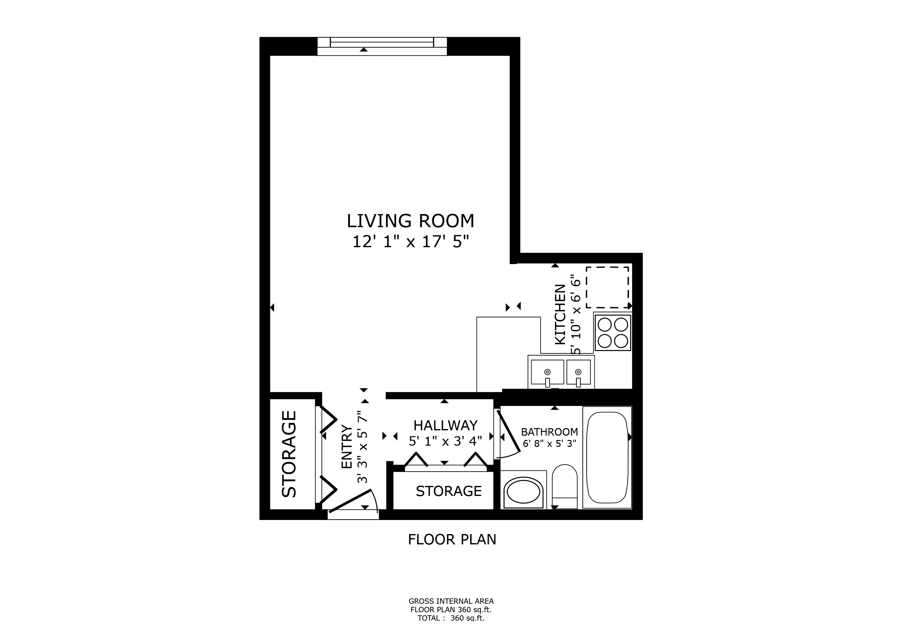 2630 N Hampden, One Bedroom Living Room