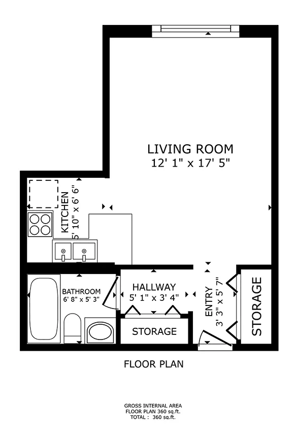 Studio Apartment at 2630 North Hampden Apartments in Lincoln Park, Chicago