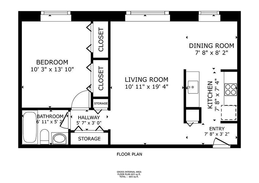 One Bedroom 2630 North Hampden Apartments in Lincoln Park, Chicago