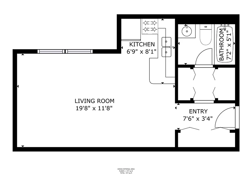Studio Apartment at 2630 North Hampden Apartments in Lincoln Park, Chicago