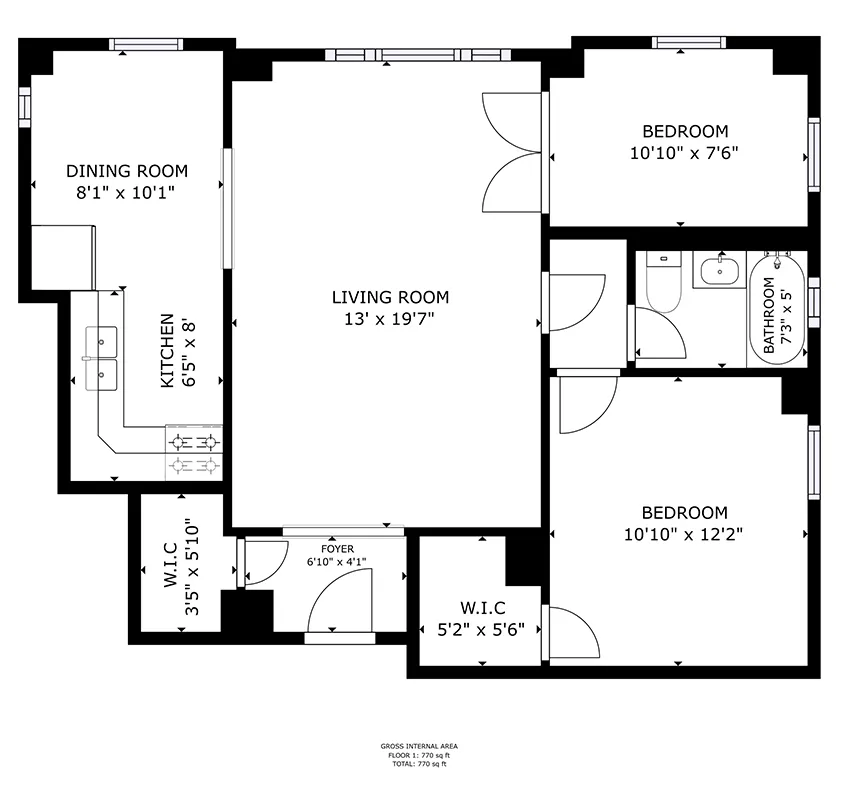 2756 N Pine Grove, One Bedroom, Kitchen & Dining Area