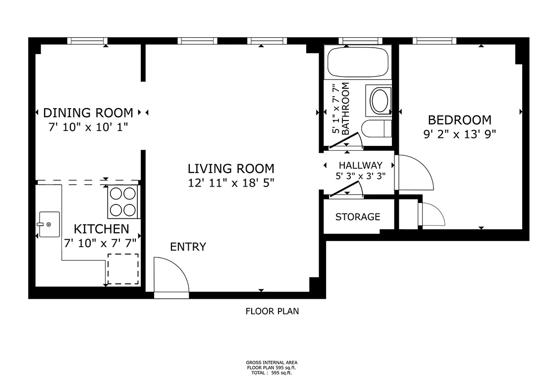 2756 N Pine Grove, One Bedroom, Bedroom