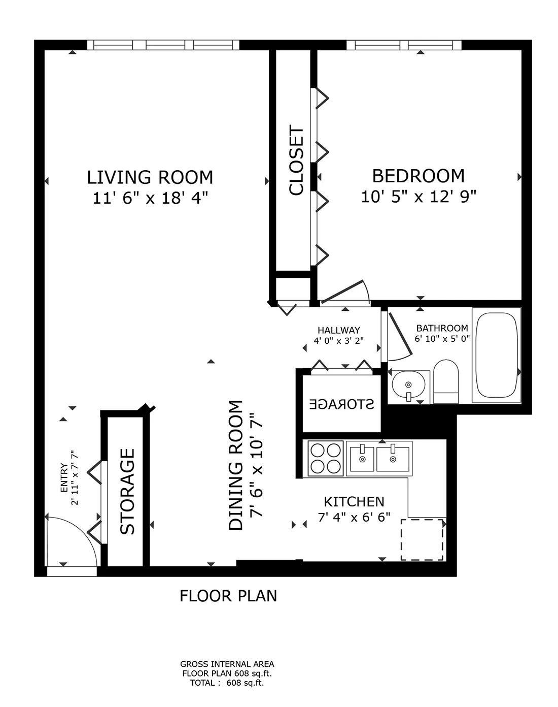 kitchen at 515 West Barry Apartments in Lakeview, Chicago