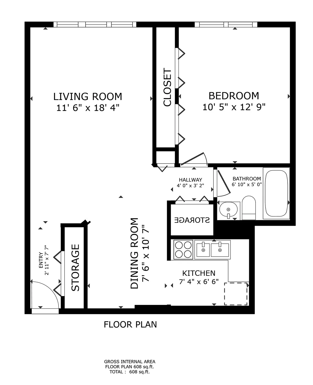 One Bedroom, Living Room at 515 West Barry Apartments in Lakeview Chicago