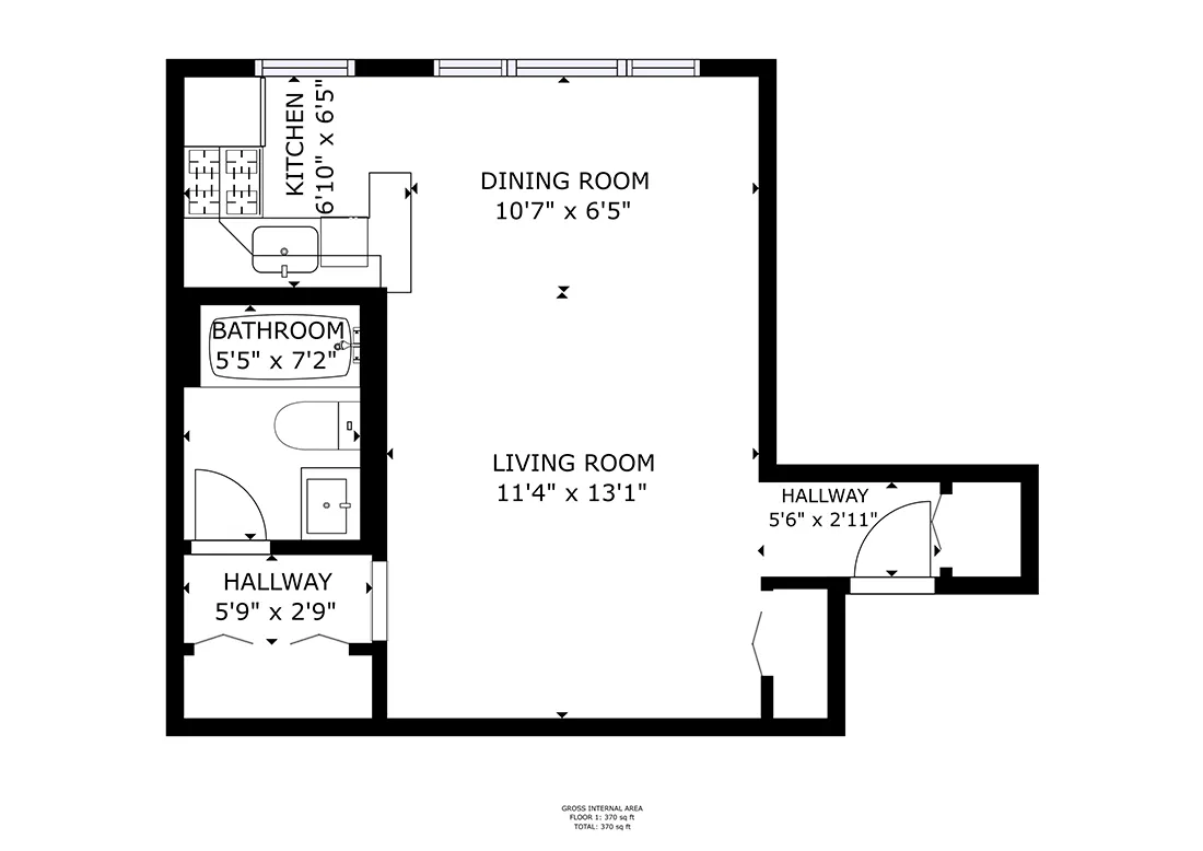 One Bedroom, Living Room at 515 West Barry Apartments in Lakeview Chicago