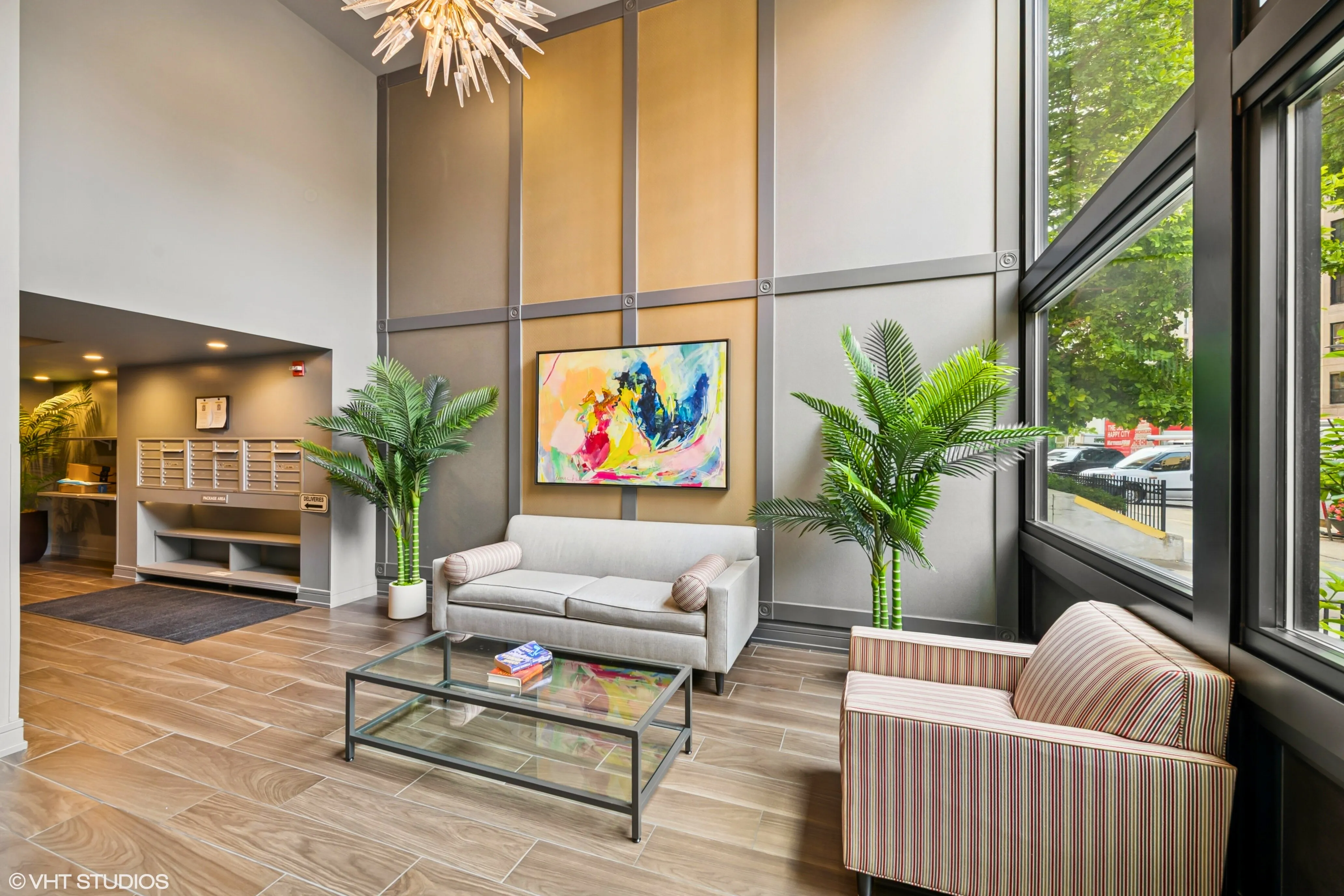 furnished living room at Melrose On The Lake Apartments in Lakeview Chicago