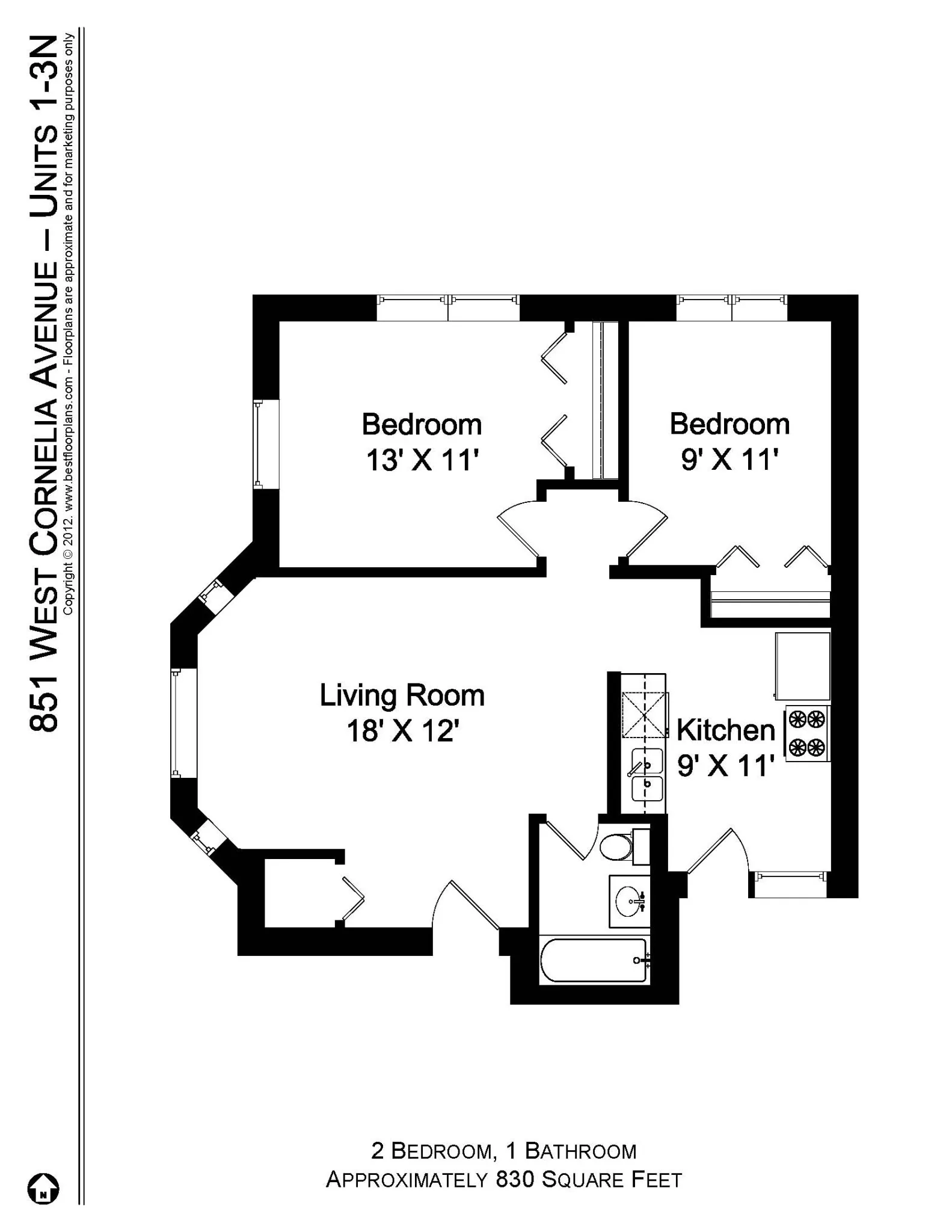851 W Cornelia Ave, ,  60657, USA 60657-unit#851-1N-Chicago-IL