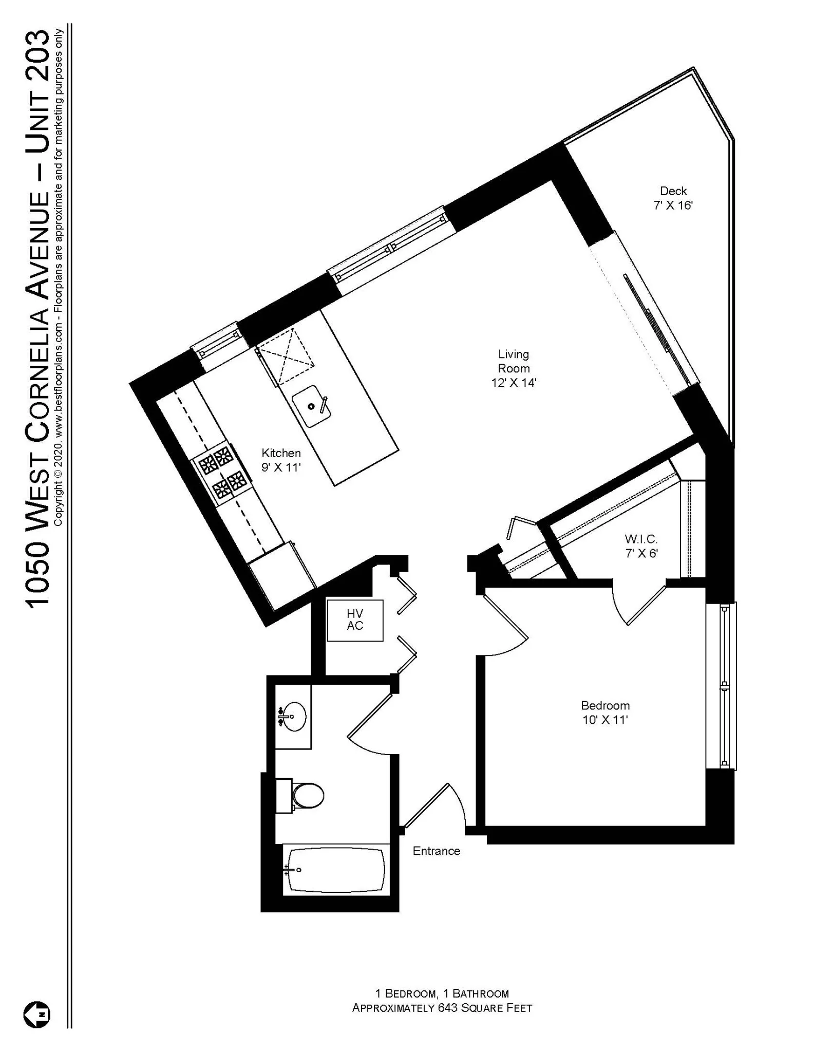 1050 W Cornelia Ave, ,  60657, USA 60657-unit#1050-203-Chicago-IL