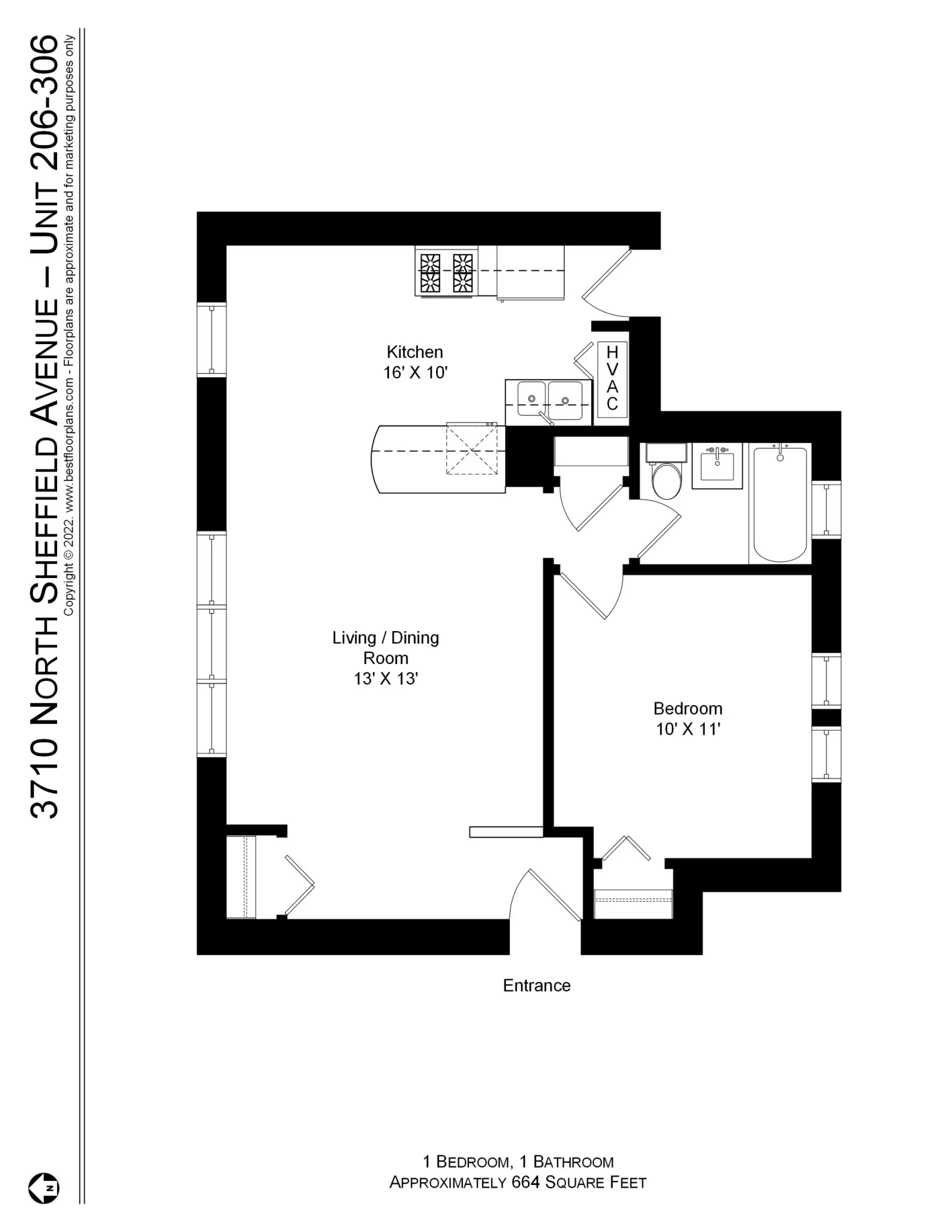 3708 N Sheffield Ave, ,  60613, USA 60613-unit#3710-206-Chicago-IL