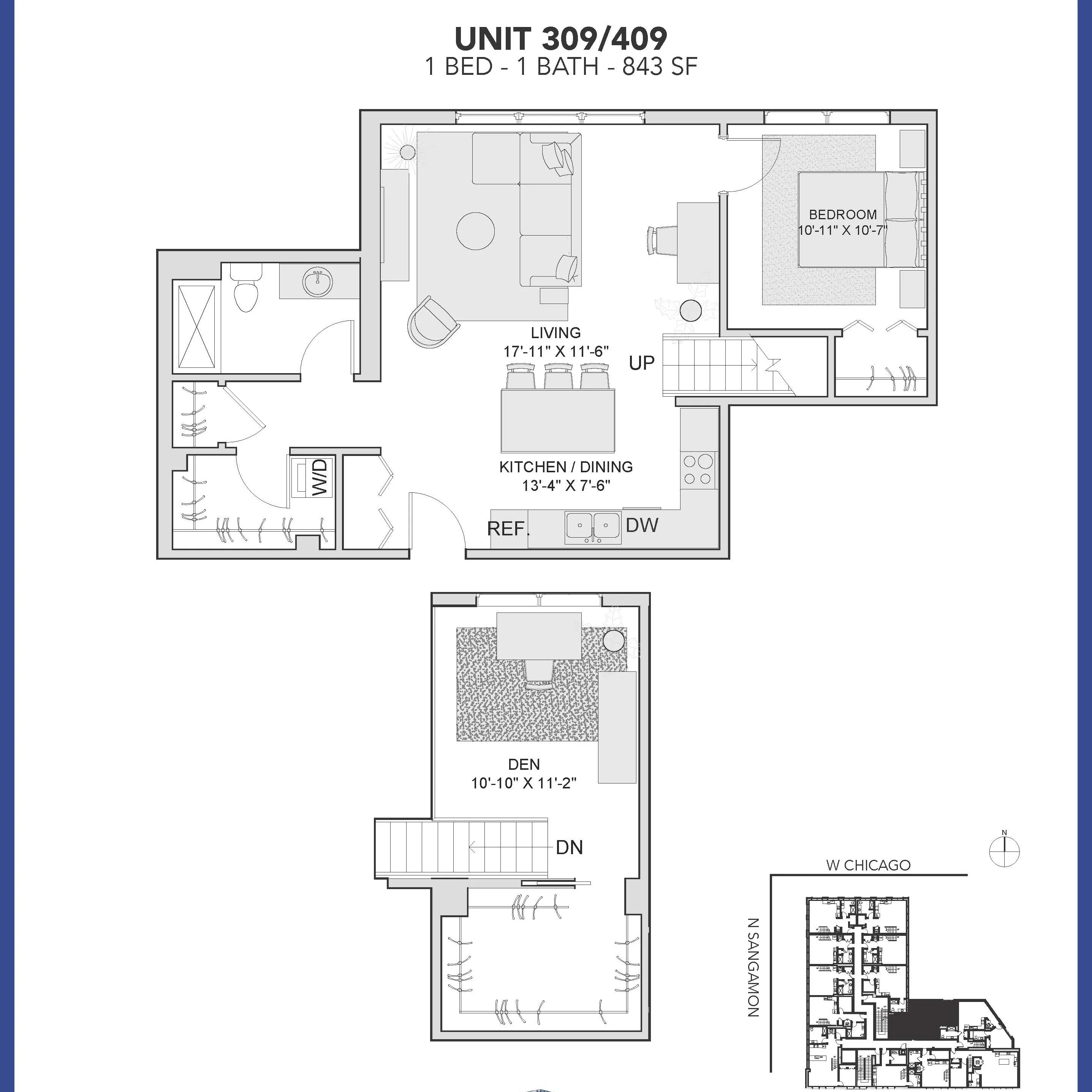 729 N Sangamon St, ,  60642, USA 60642-unit#309-Chicago-IL