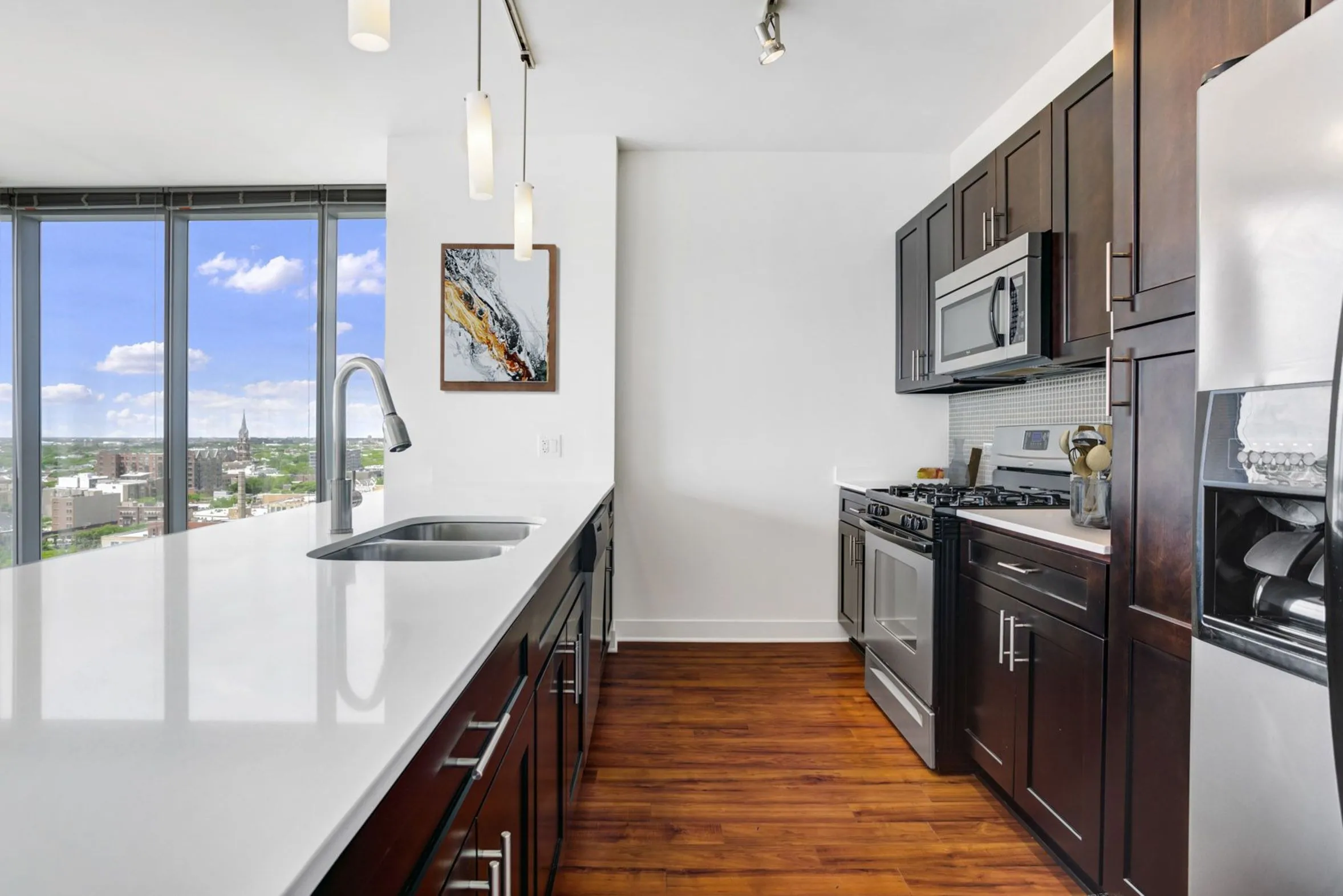 furnished living room at at 1225 Old Town Apartments in Chicago