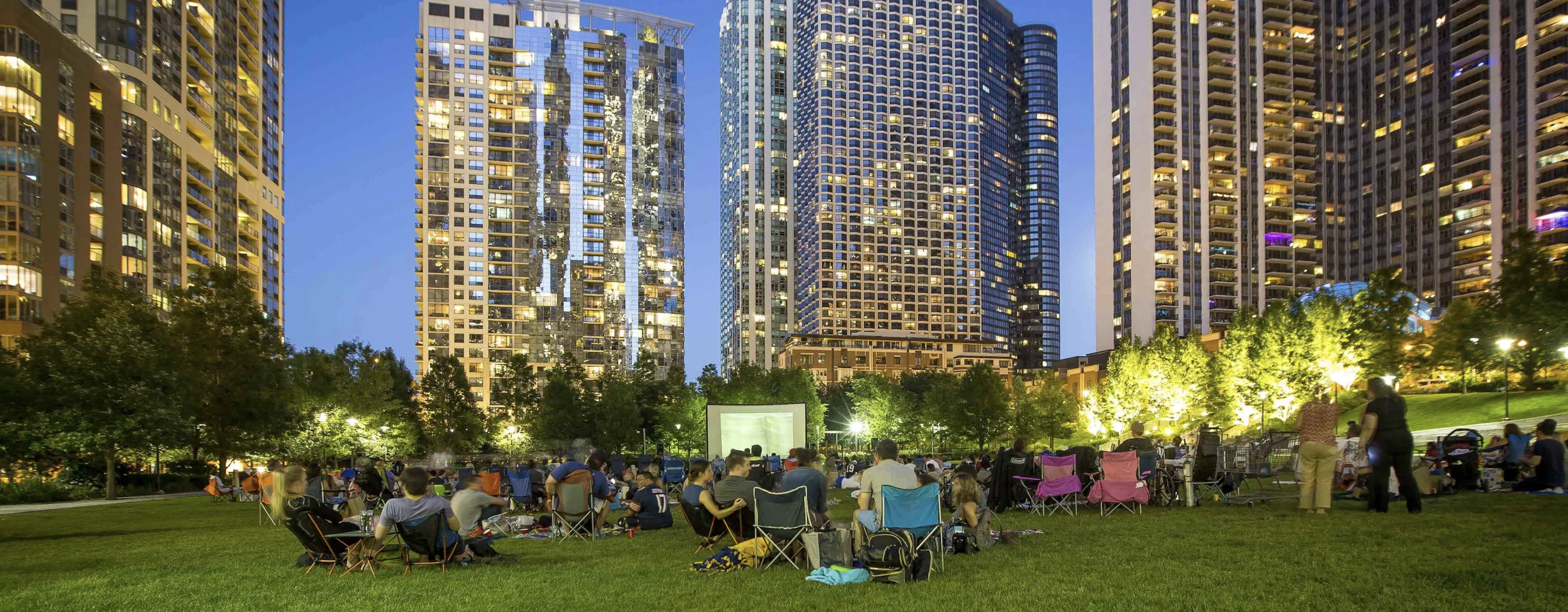 Cascade Apartments in Lakeshore East Chicago park