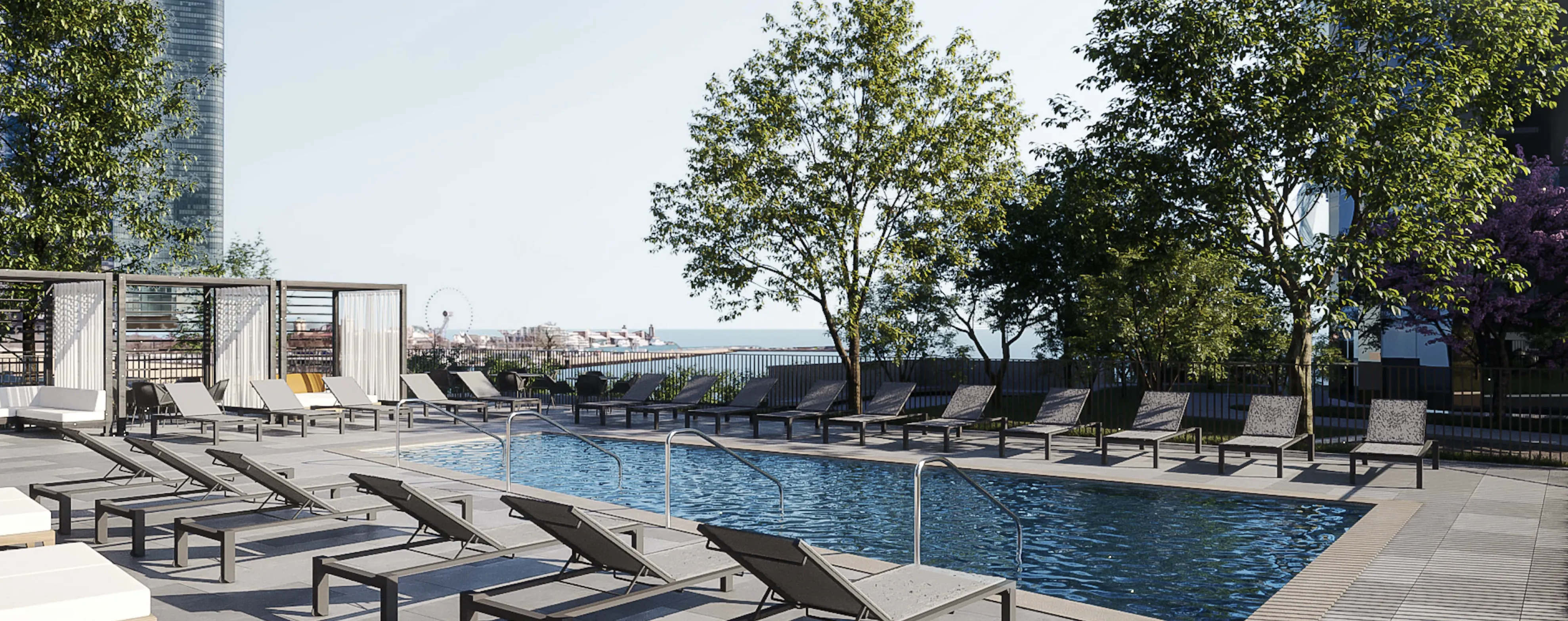 Cascade Apartments in Lakeshore East Chicago pool with view