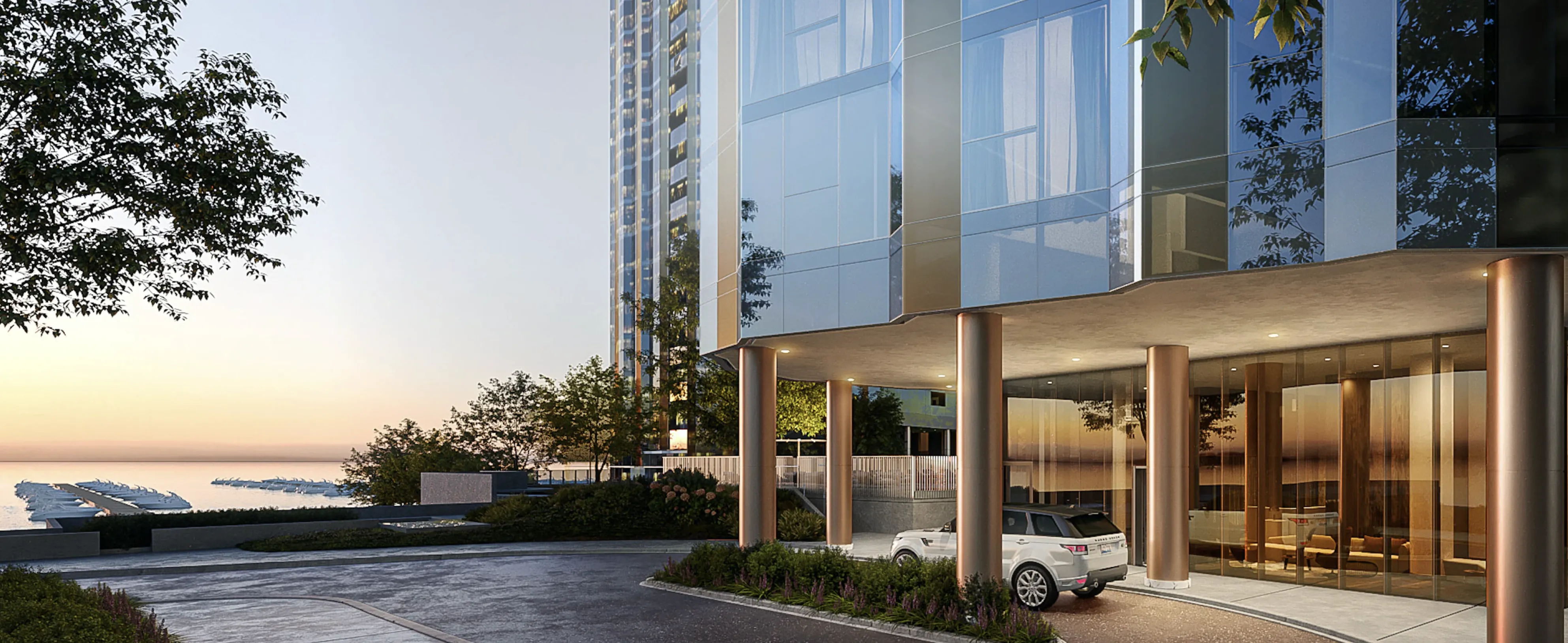 Cascade Apartments in Lakeshore East Chicago driveway