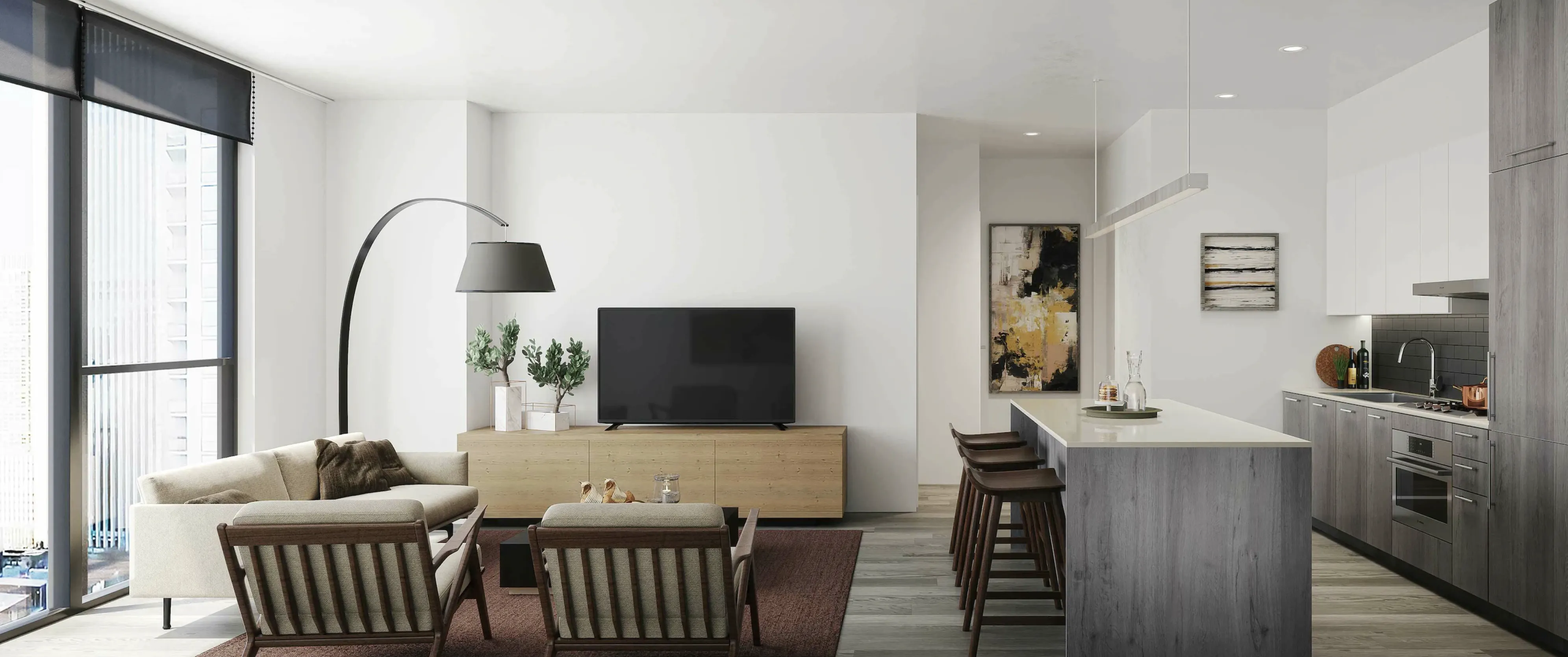 Cascade Apartments in Lakeshore East Chicago living space