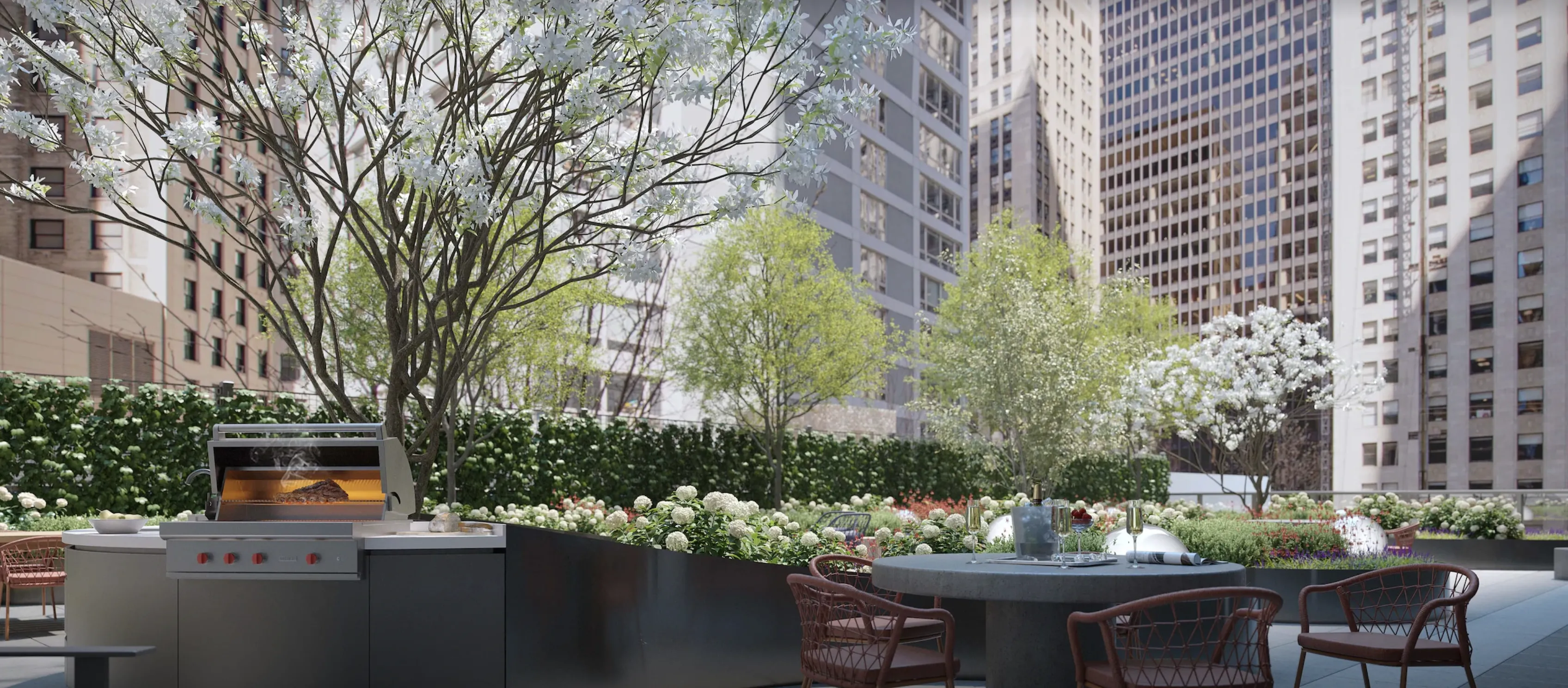 Millie on Michigan Apartments in the Chicago Loop shrubs