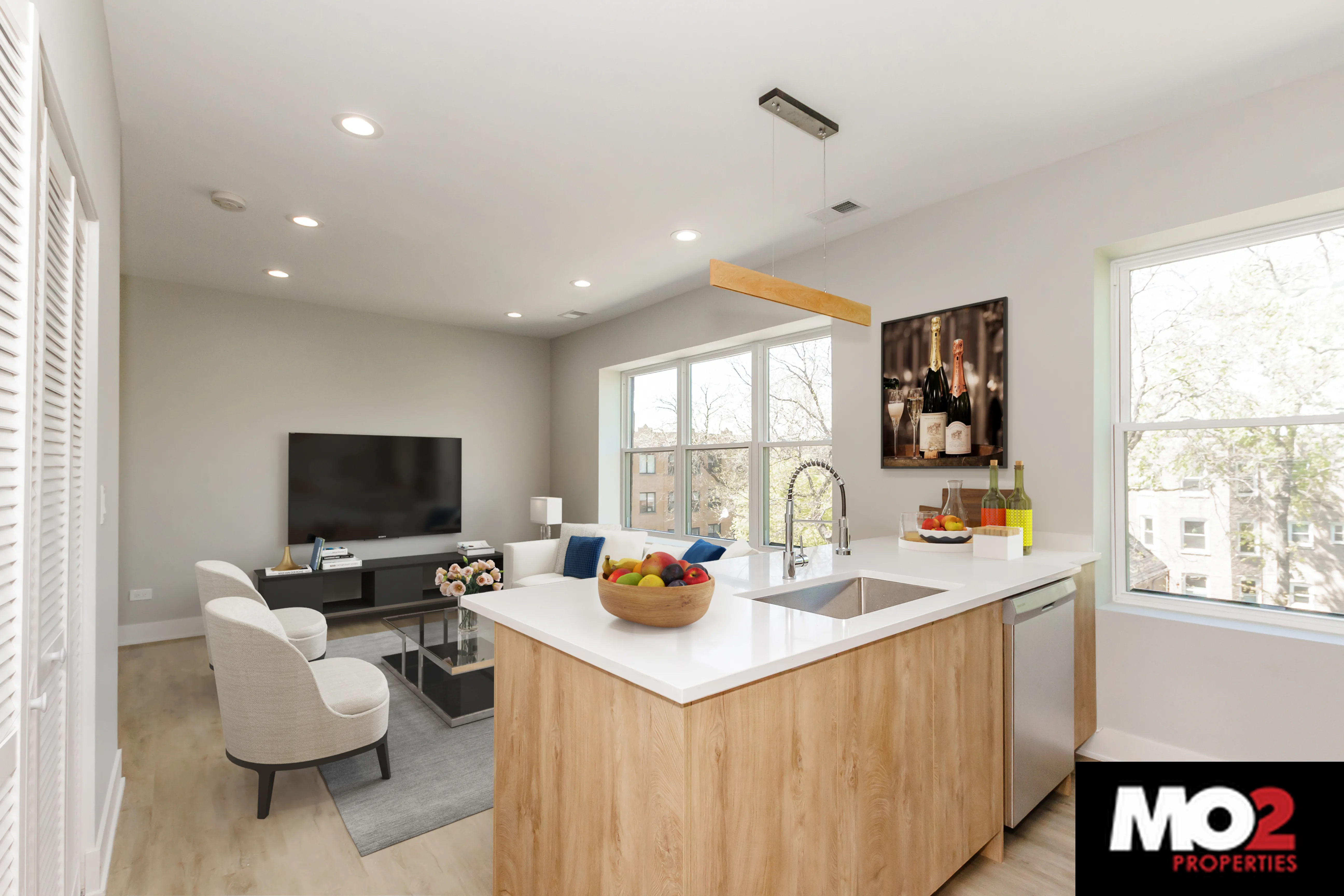 1857 Whipple Living room and Kitchen at Cortland Flats