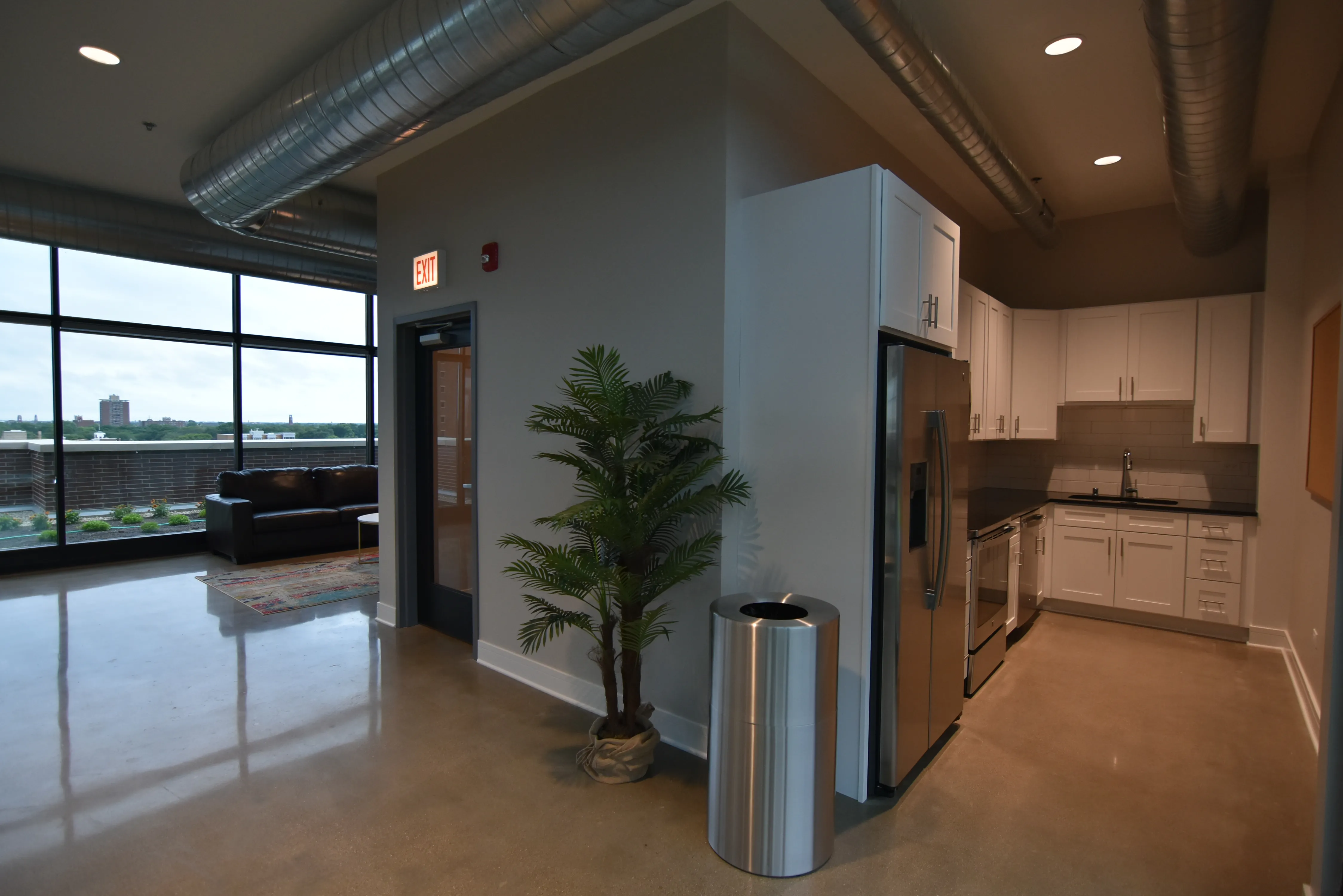 Patio furniture on the rooftop, brought out during warm months