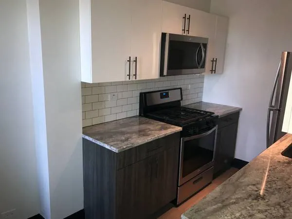 living area in model unit at The Edison Apartments in Edgewater!