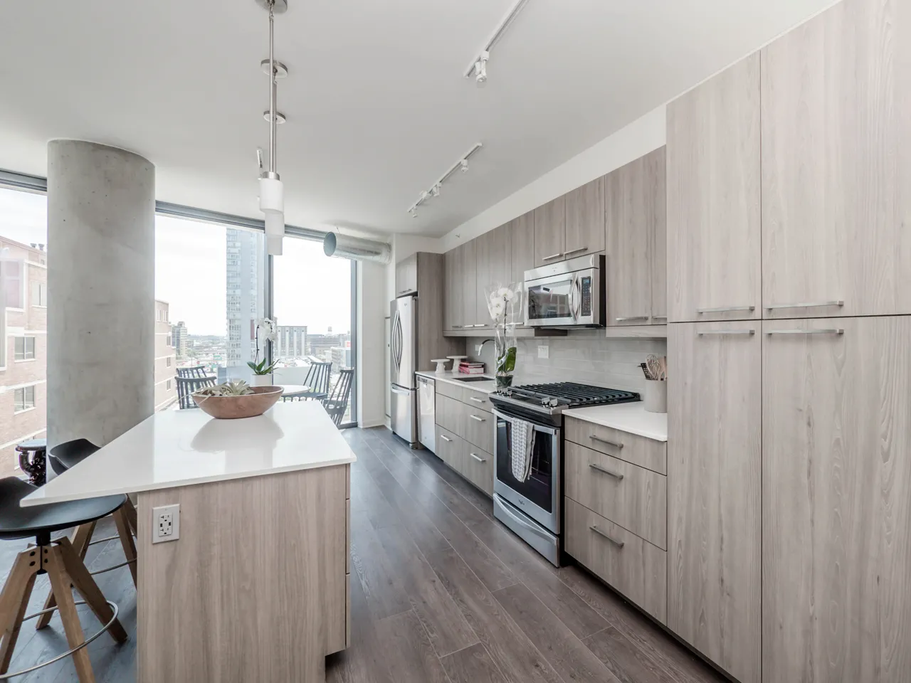 2 Bedroom Kitchen at The Parker Fulton Market Apartments