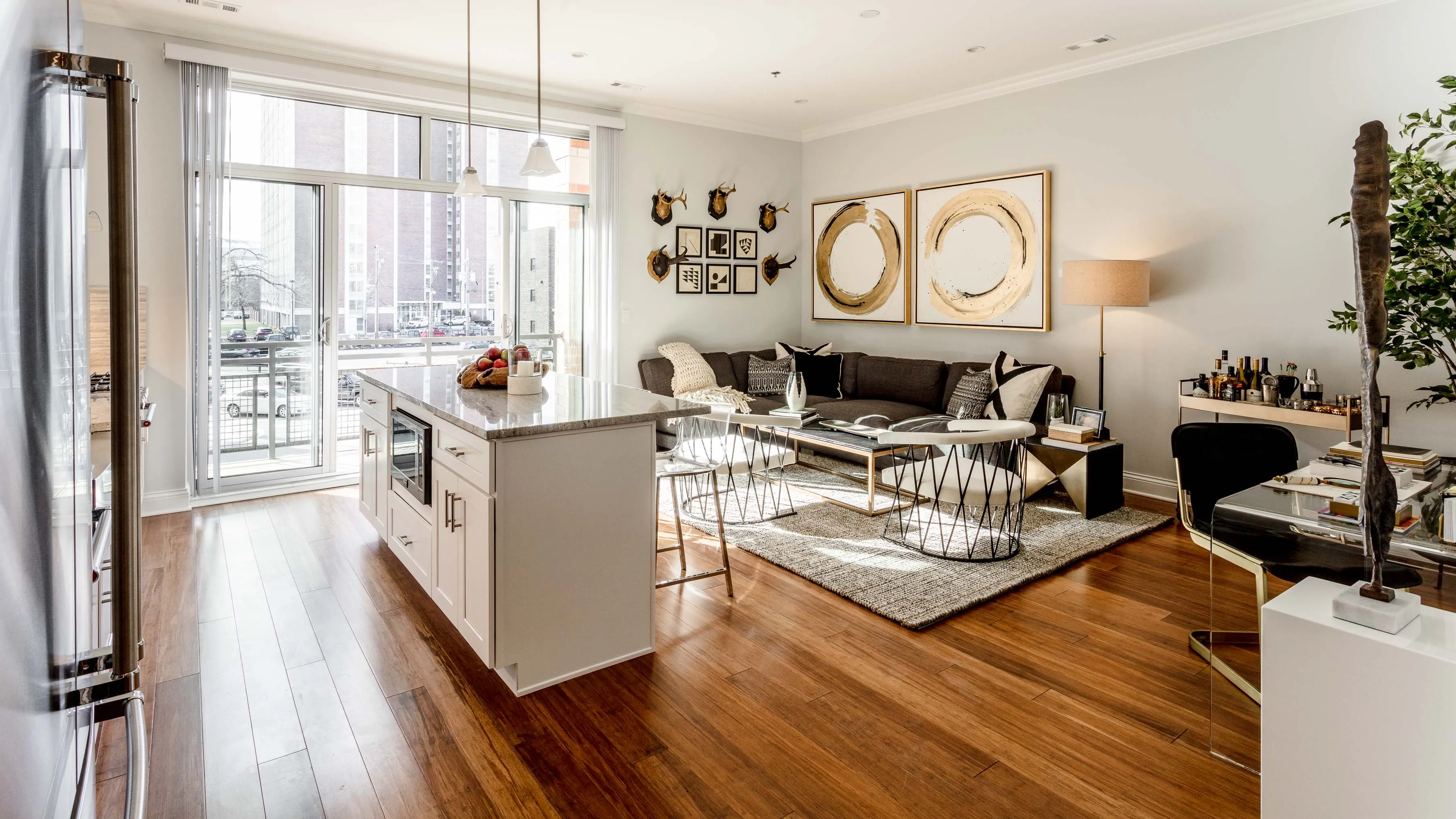 2 bedroom unit model kitchen at Ashland Place Apartments