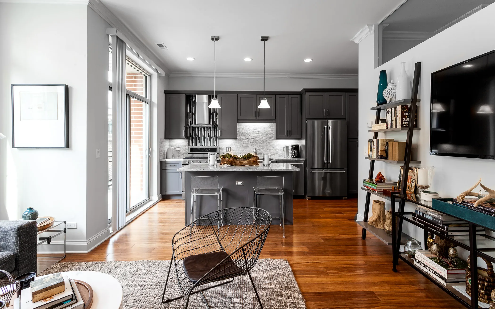 model kitchen at Wells Place Apartments in Chicago