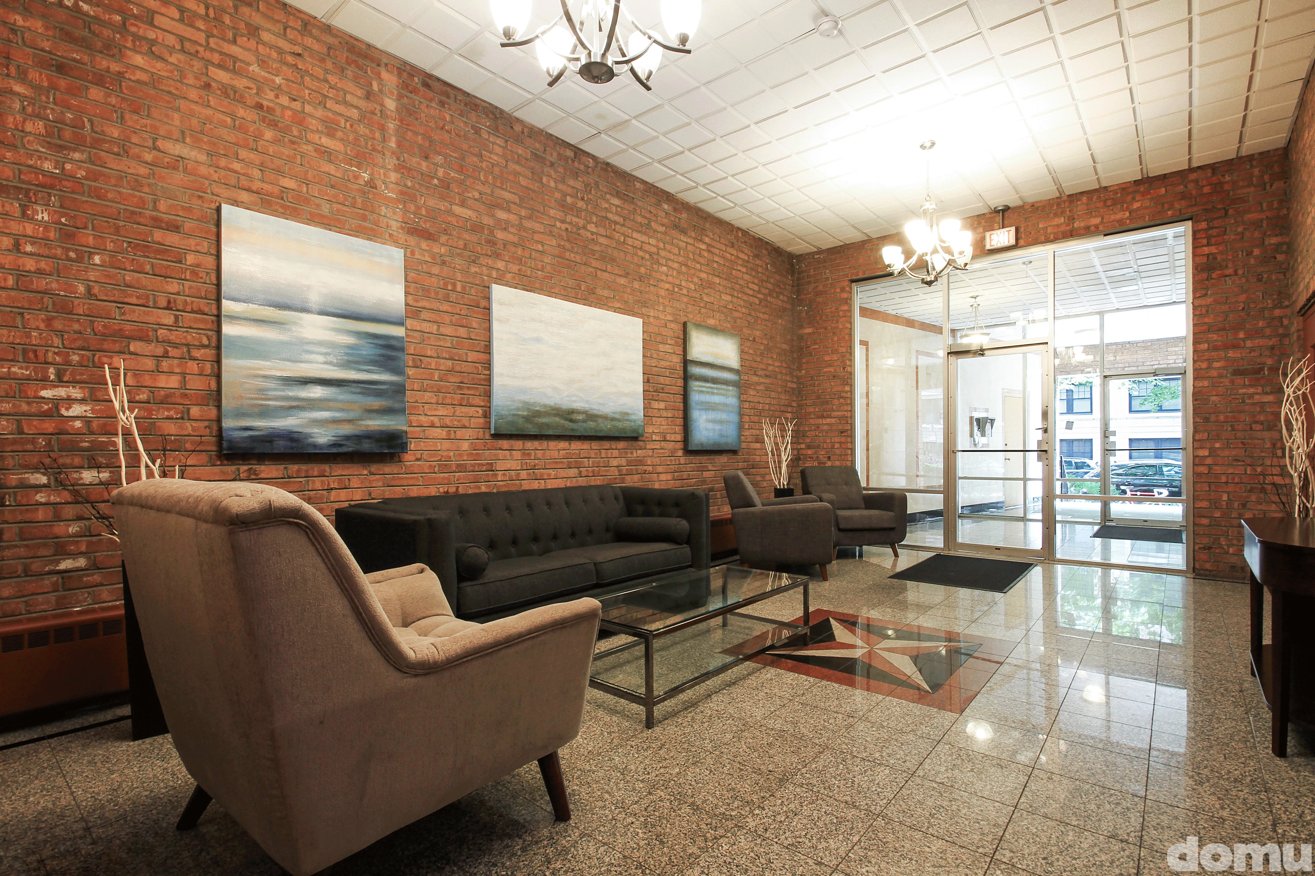 Virtually staged living room in 1 Bedroom