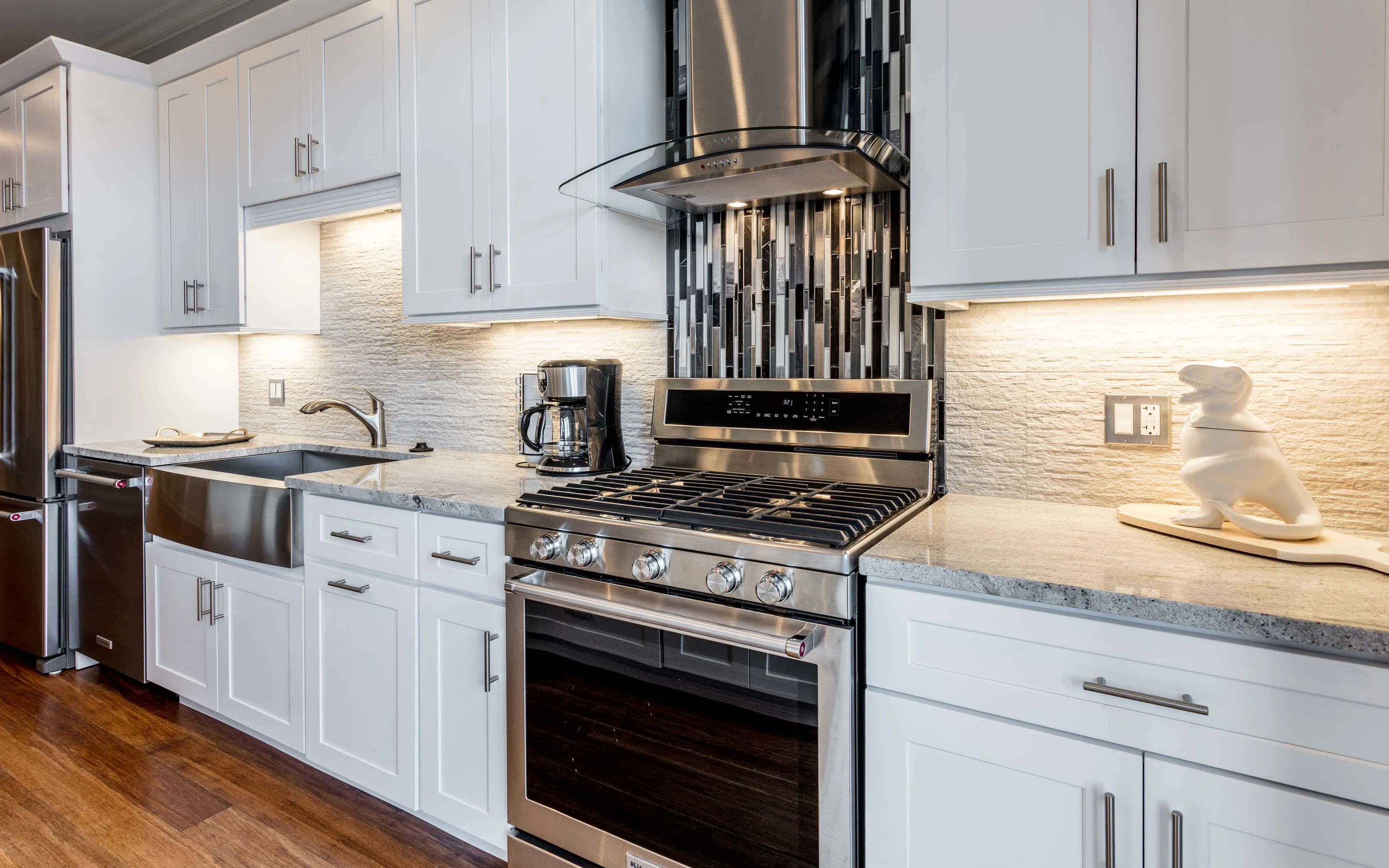 2 bedroom unit model kitchen at Ashland Place Apartments