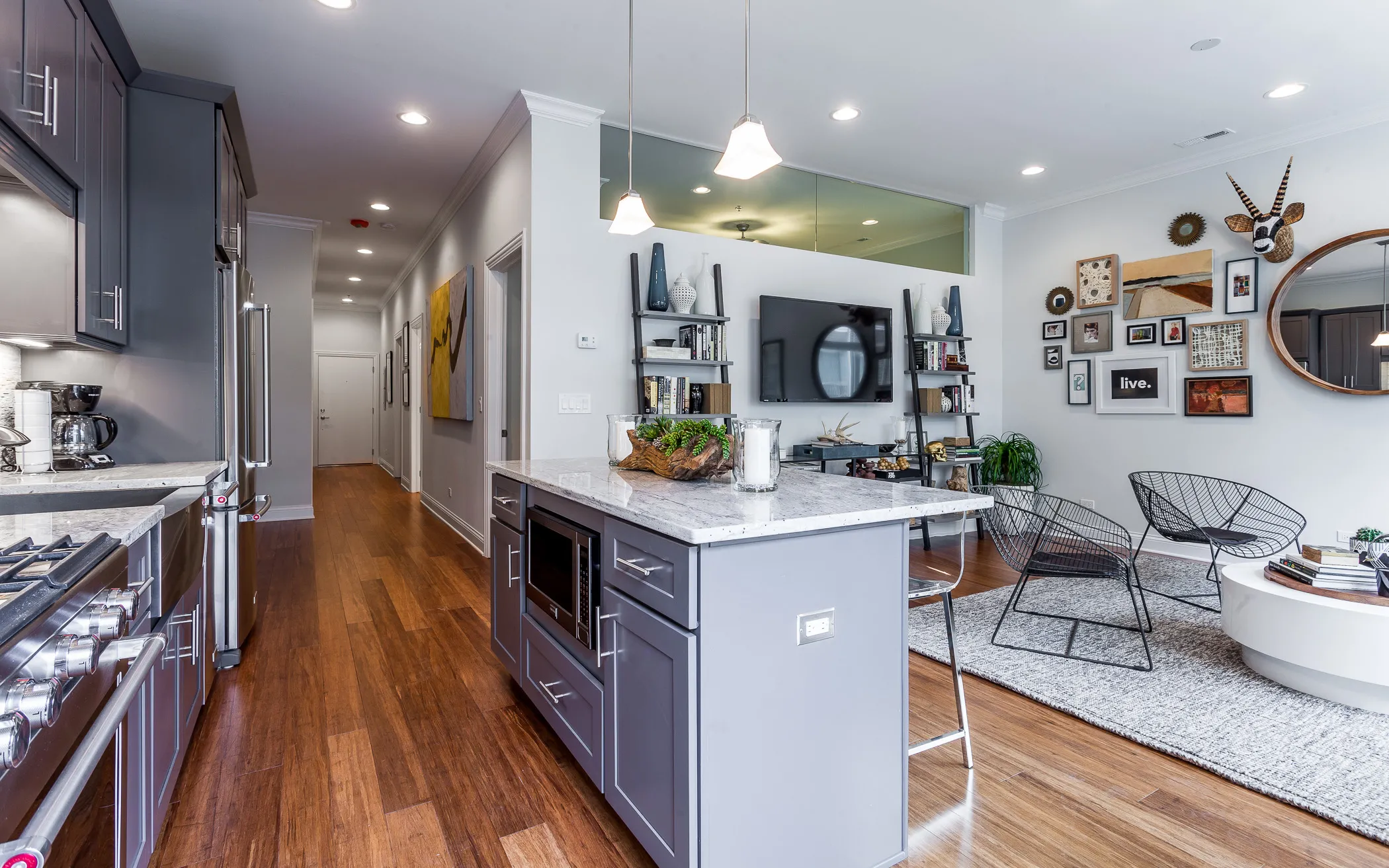 model kitchen at Wells Place Apartments in Chicago