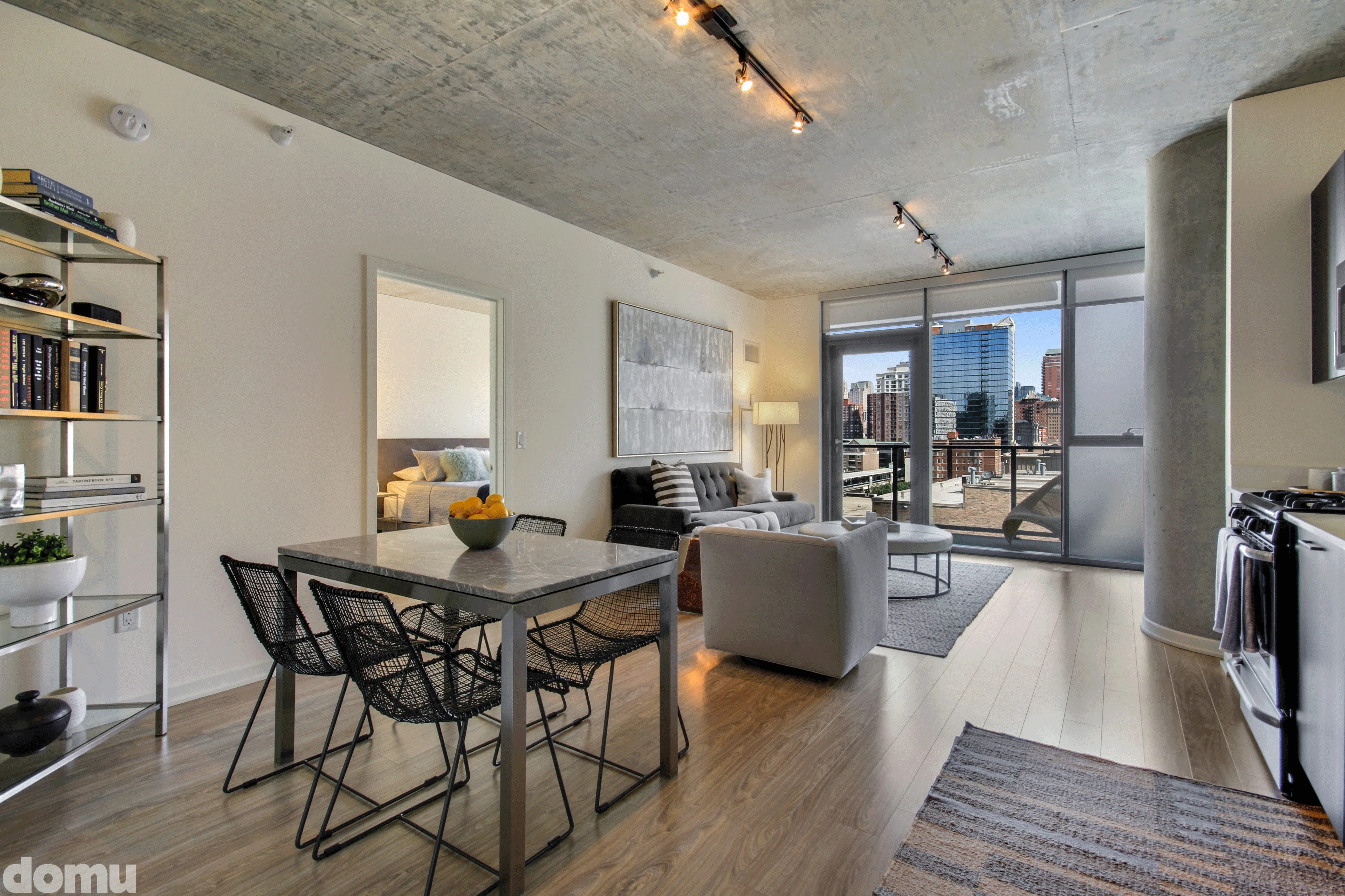 living room fuurnished at 1333 South Wabash Apartments South Loop Chicago