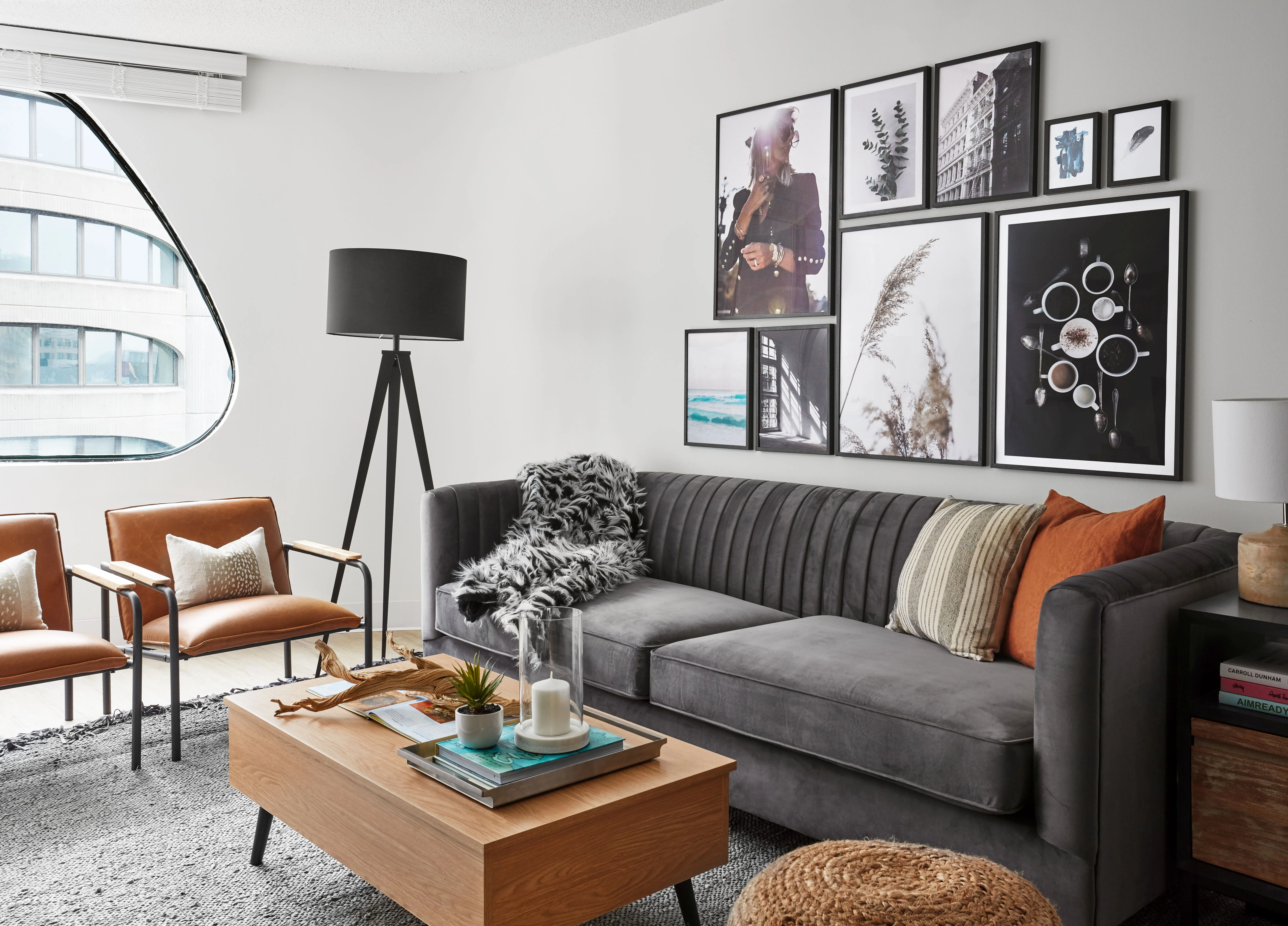 living room of River City Apartments one bedroom apartment