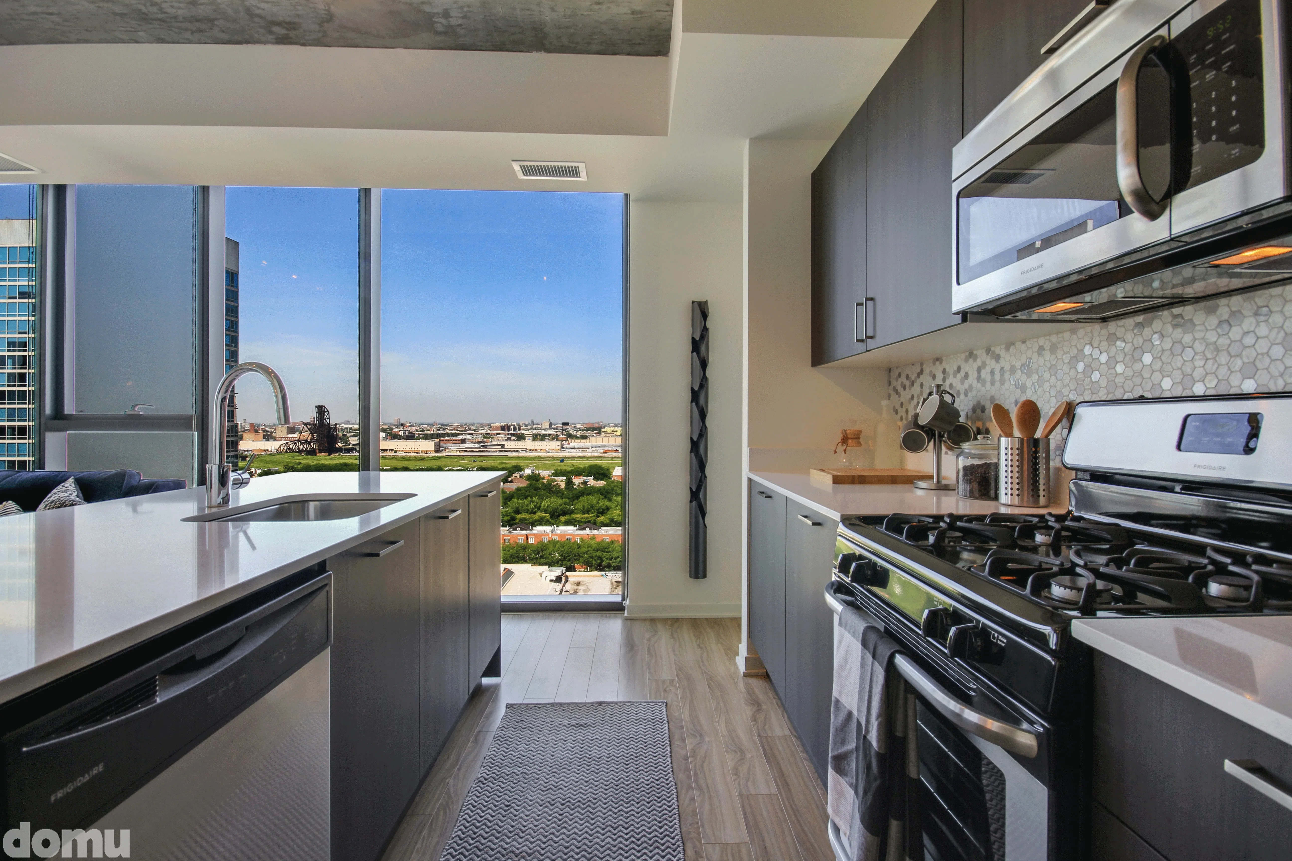 living room fuurnished at 1333 South Wabash Apartments South Loop Chicago