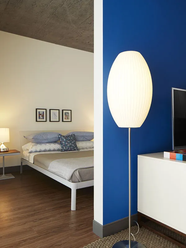 living room model apartment at JeffJack Apartments in the Chicago Loop