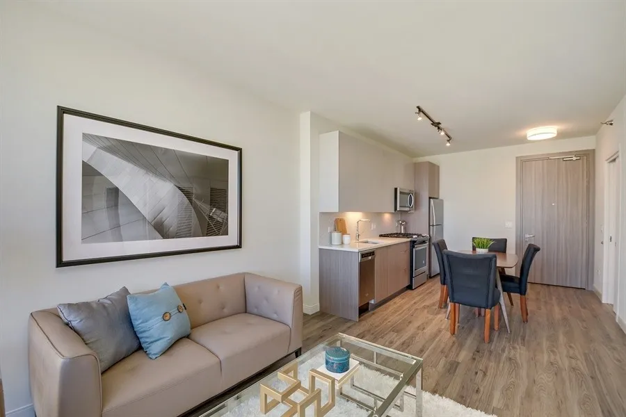 living room at 1407 On Michigan Apartments at 1407 South Michigan Ave