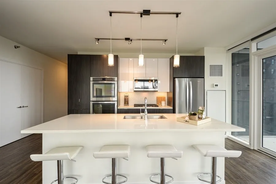 living room at 1407 On Michigan Apartments at 1407 South Michigan Ave