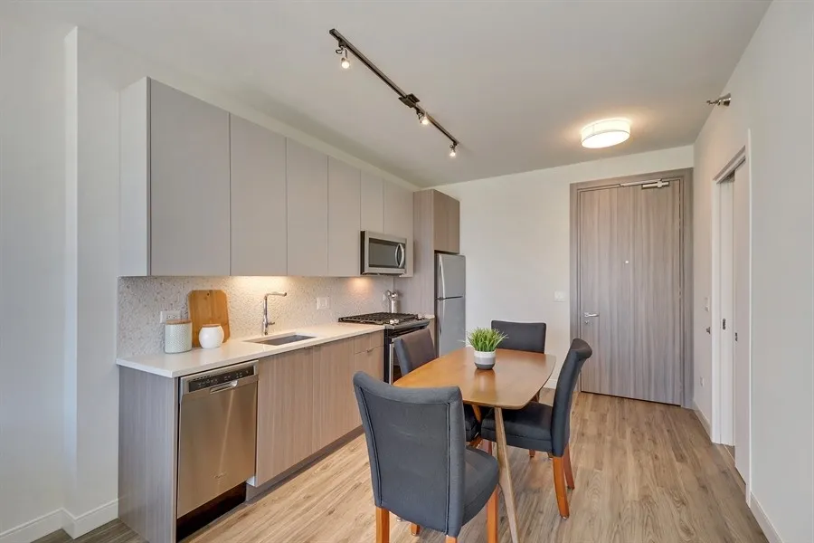 living room at 1407 On Michigan Apartments at 1407 South Michigan Ave